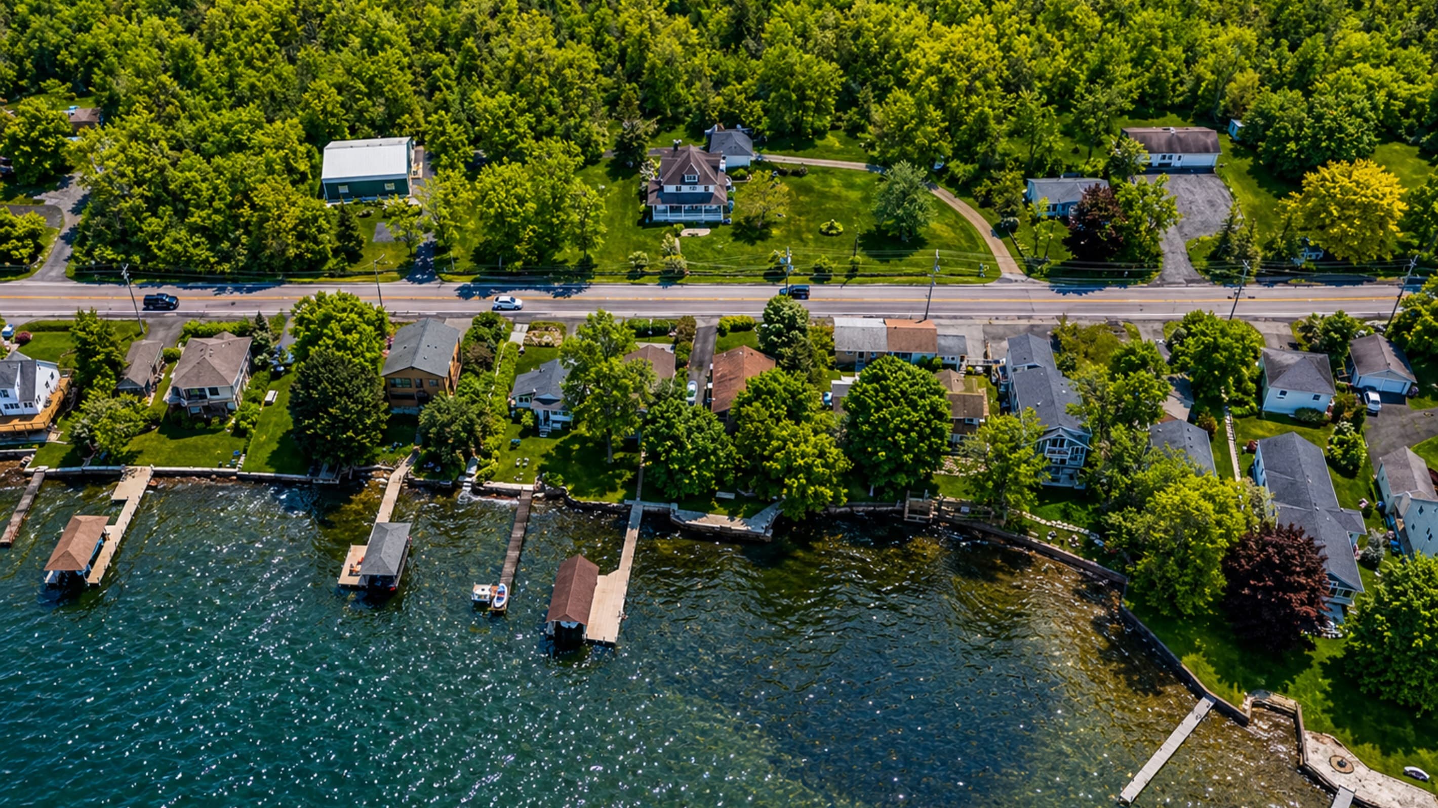 Overhead view of house and surrounding grounds