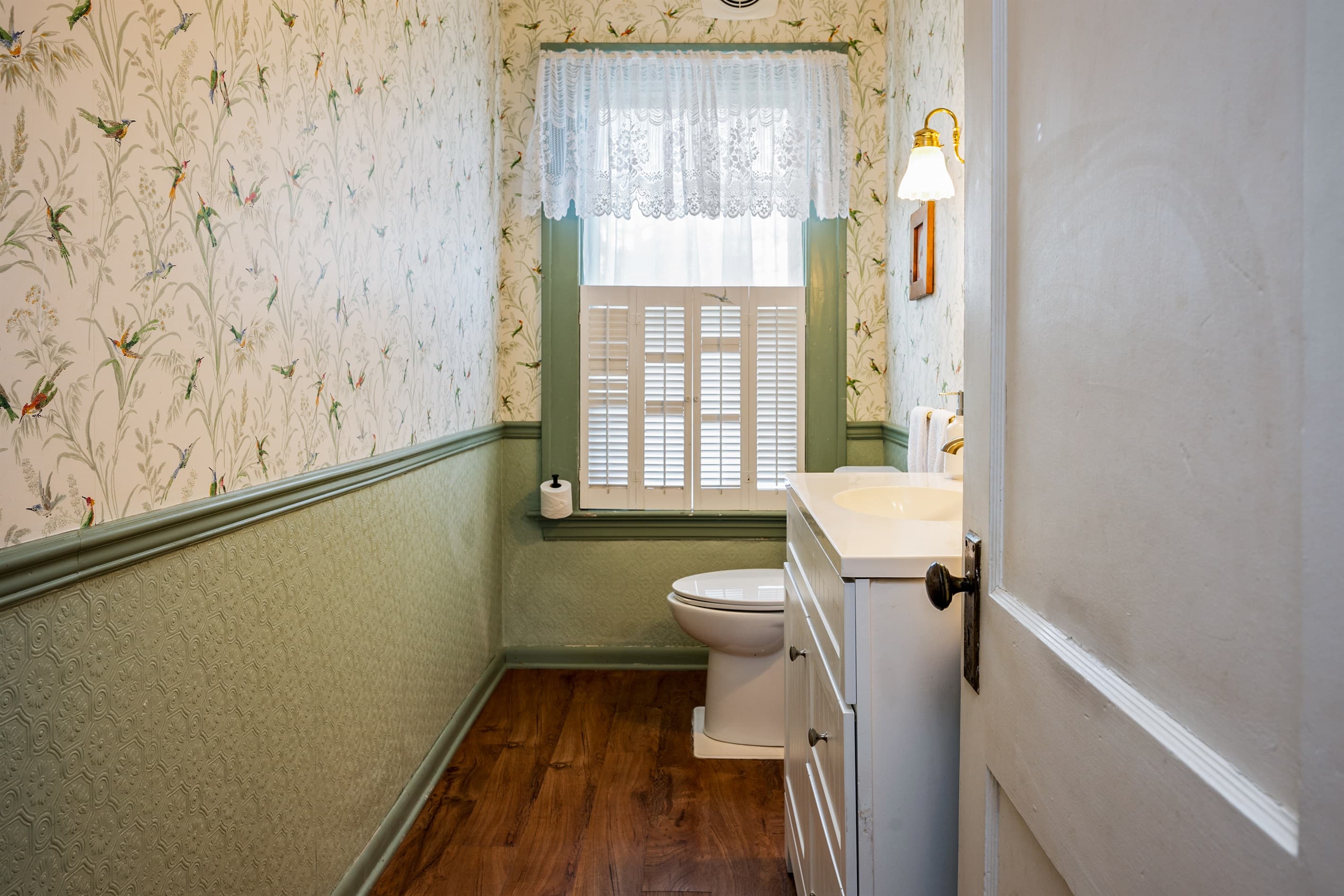 Powder room with white sink