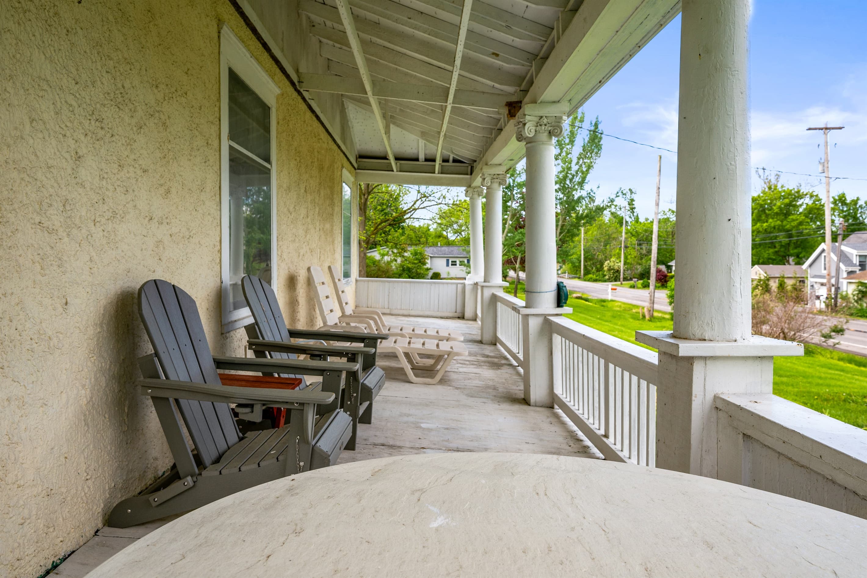 Covered porch with outdoor seating