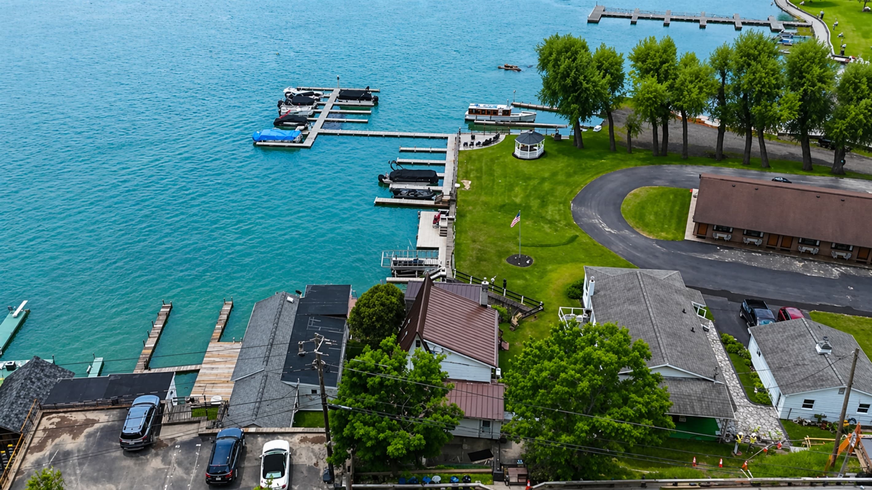 Driveway and parking area near the shoreline