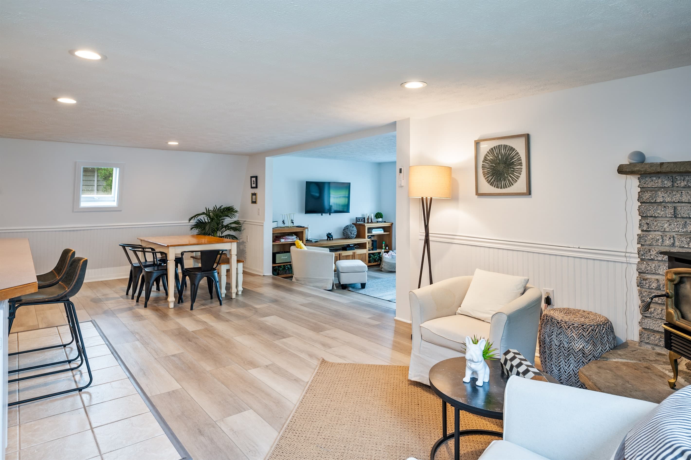 Open living and dining area