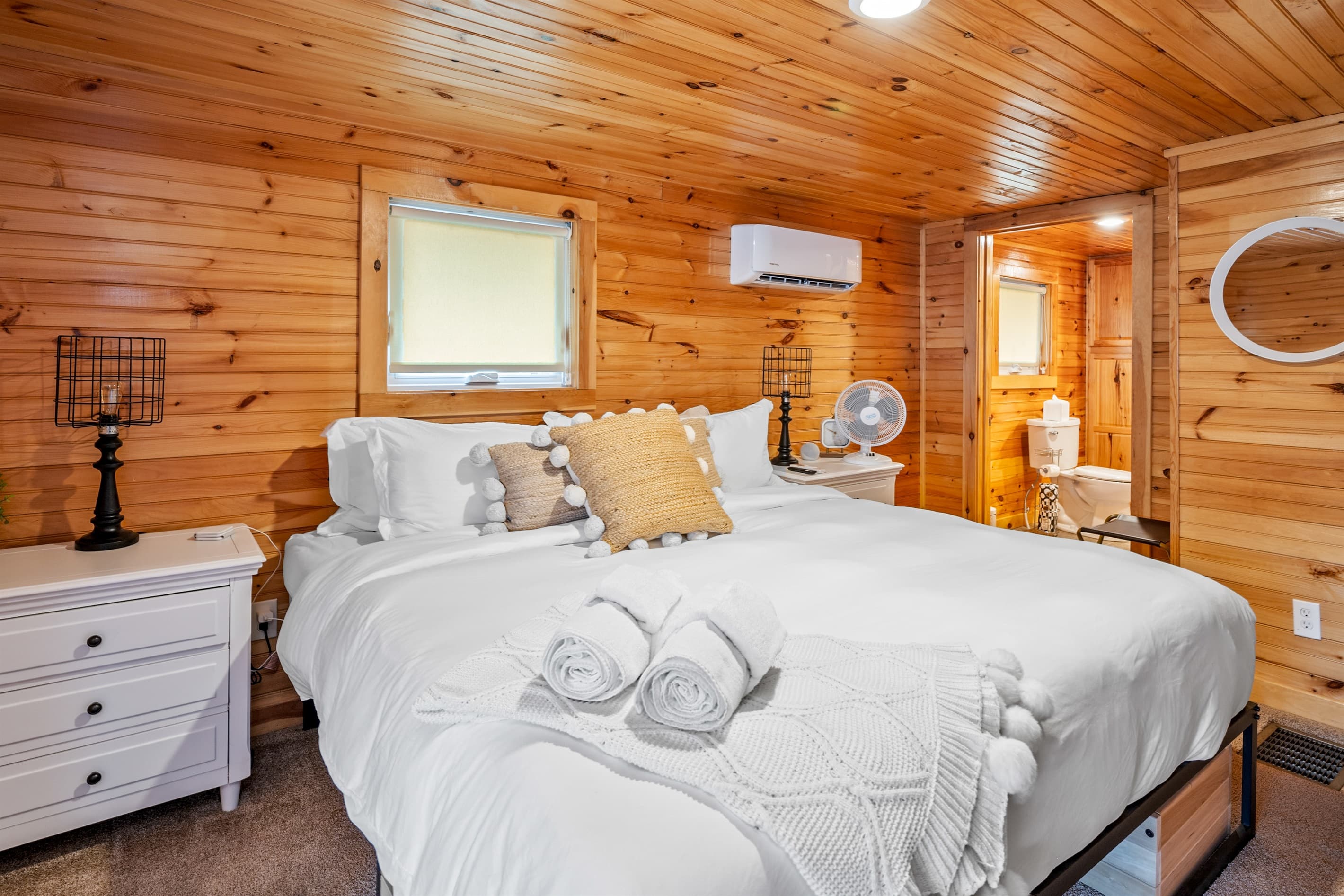 Bedroom with wood panels