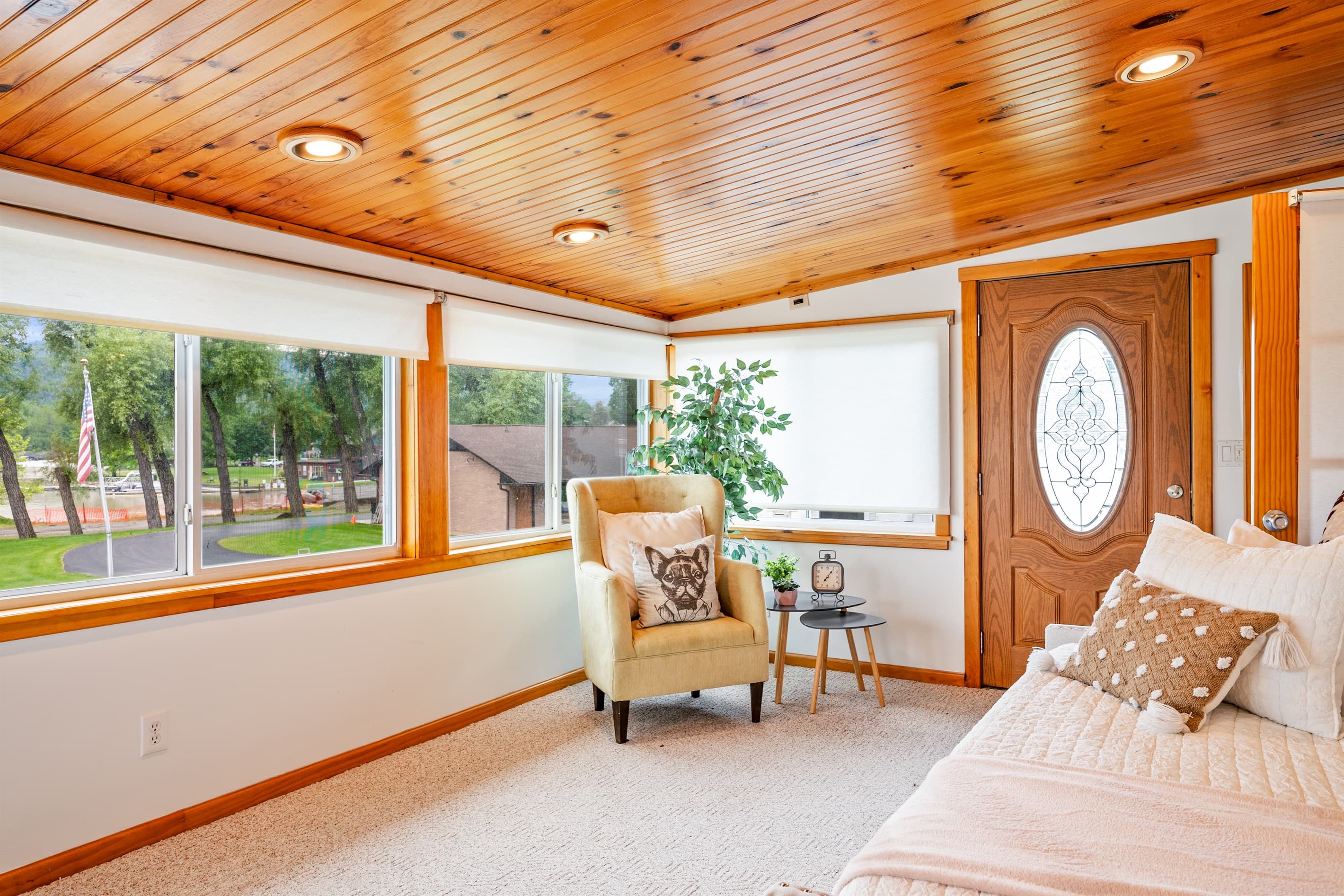 Bedroom windows overlooking the outdoors