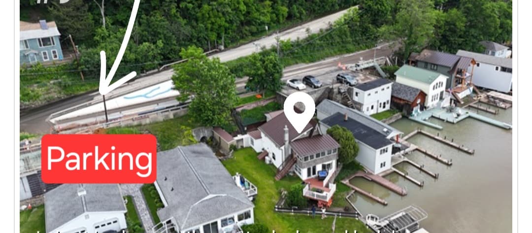 Aerial view showing designated parking