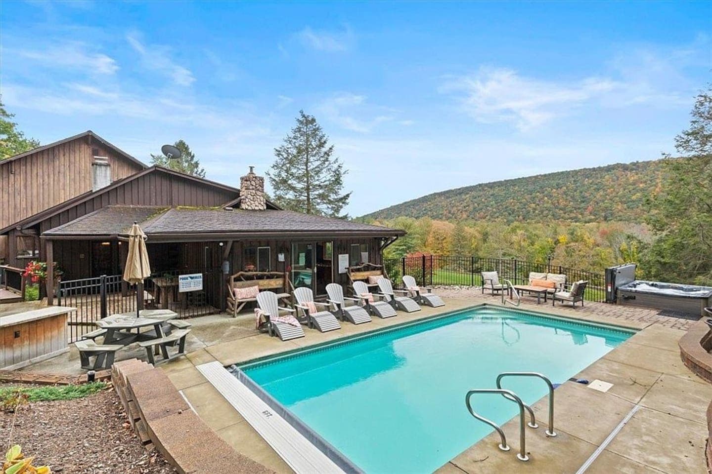 Pool area overlooking the hillside