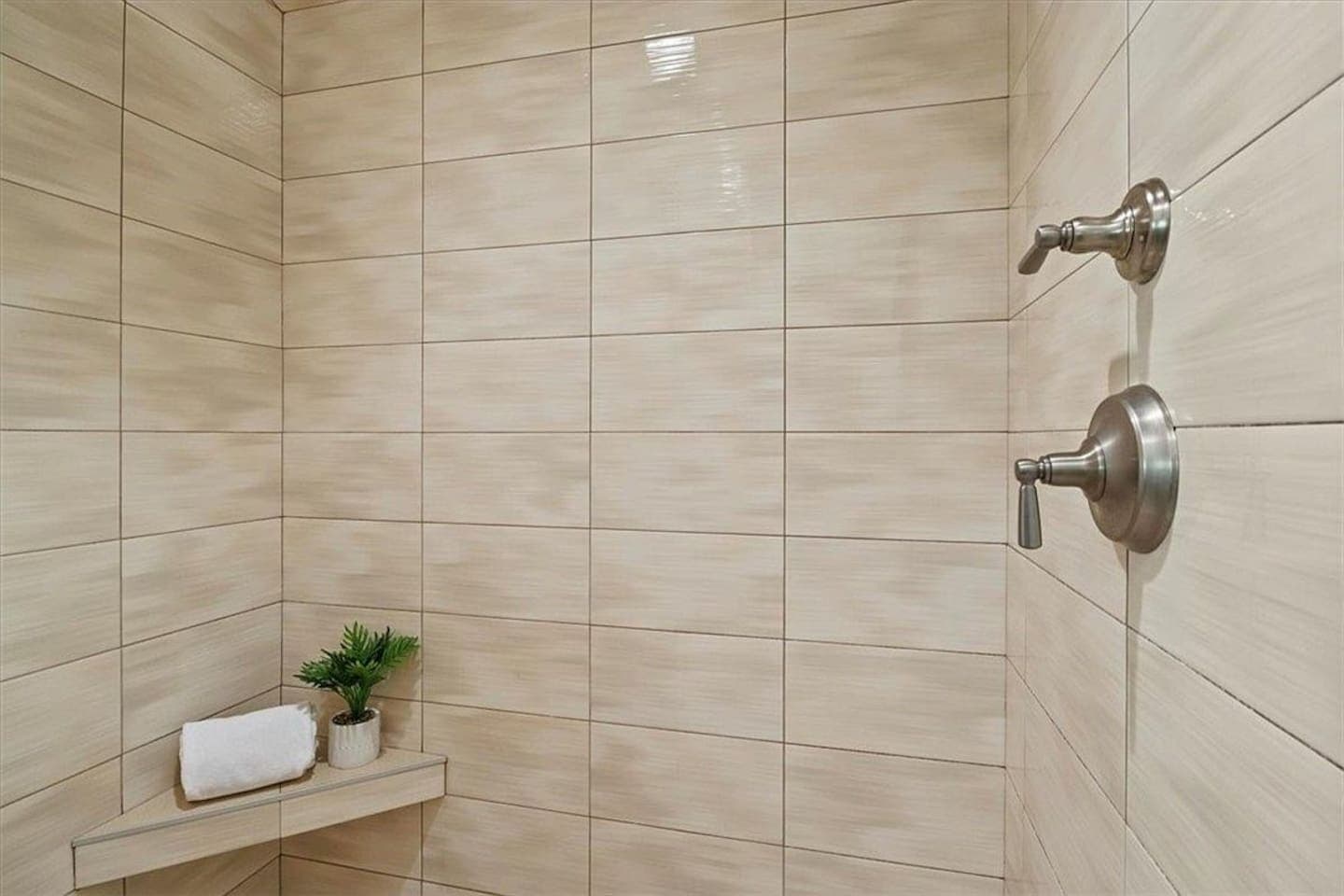 Tiled walk-in shower