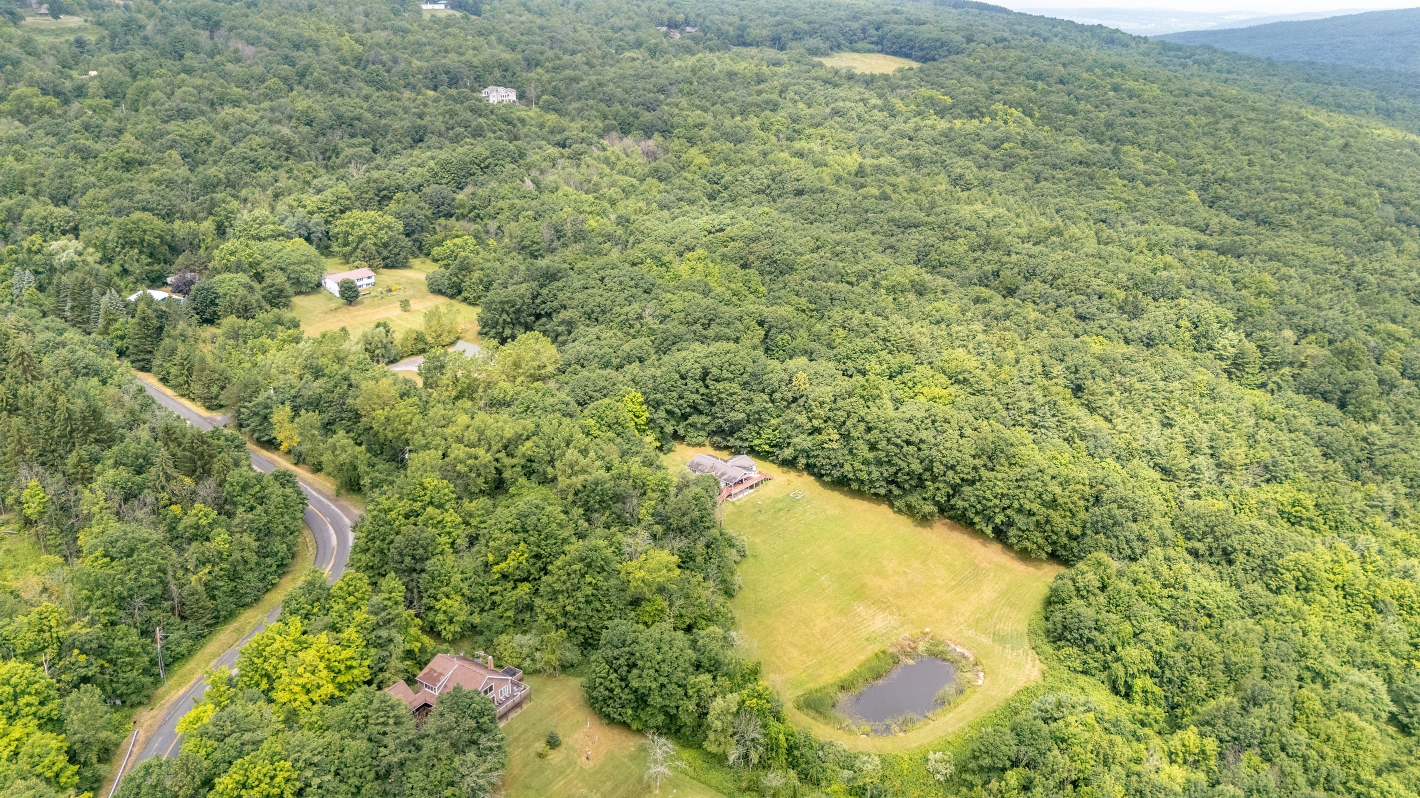 Wooded property viewed from above