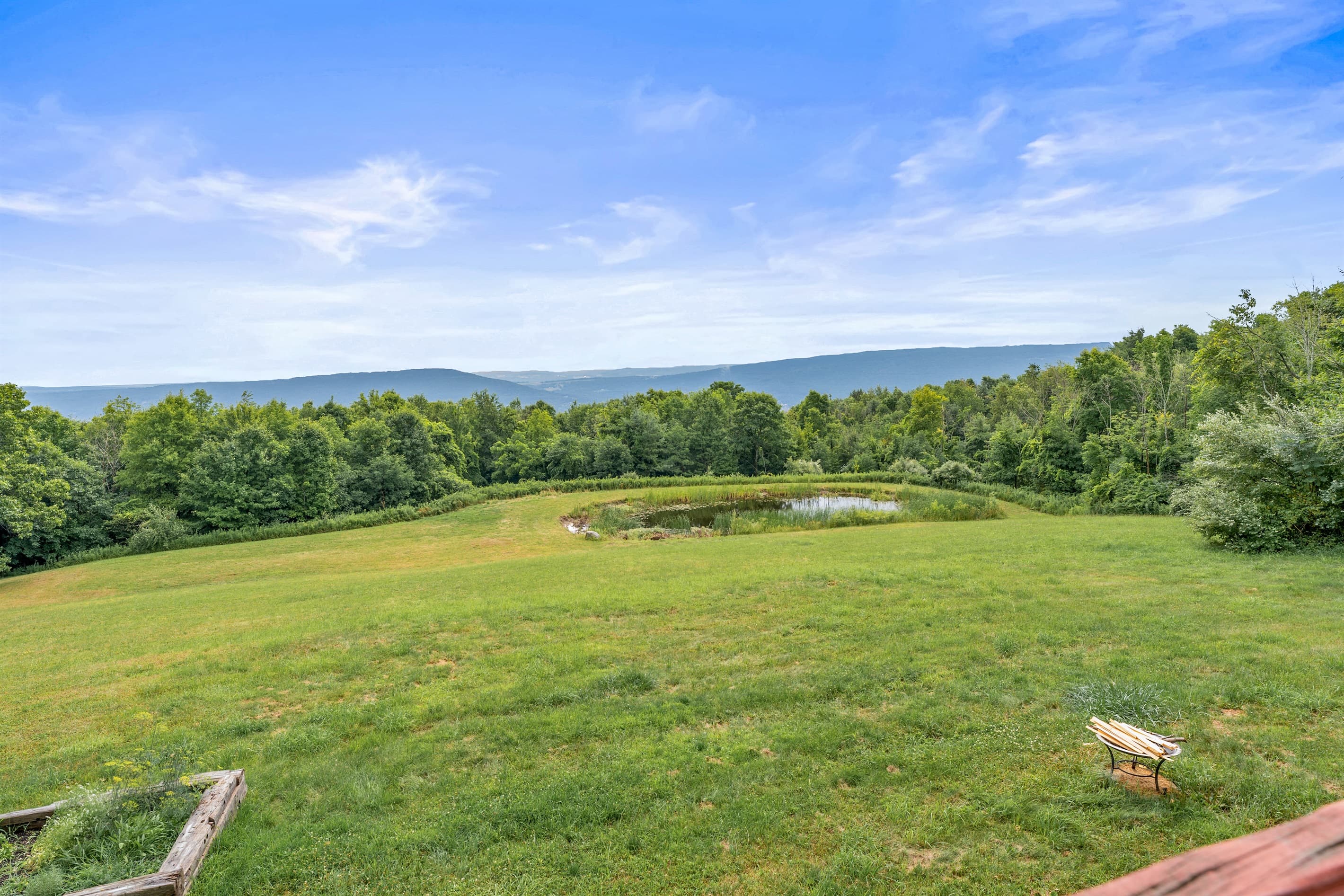 Mountain view across open fields