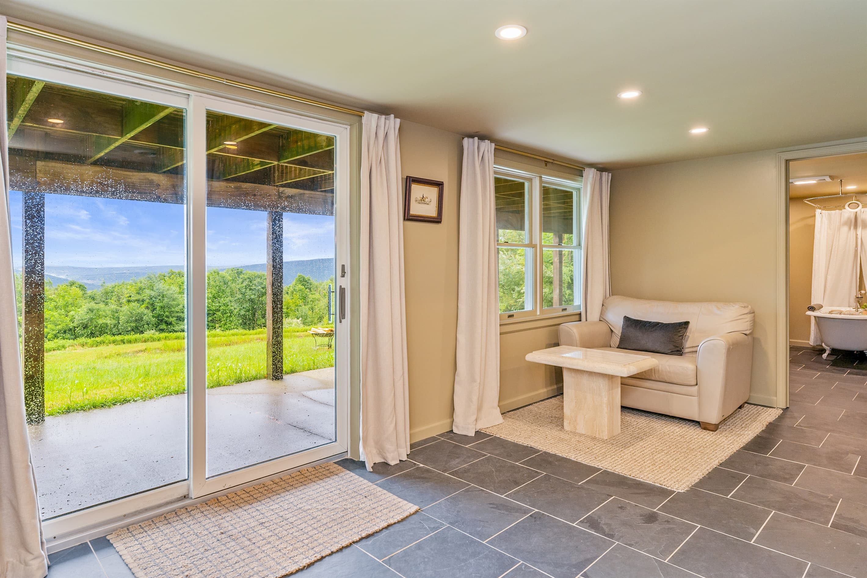 Private sitting area with patio access