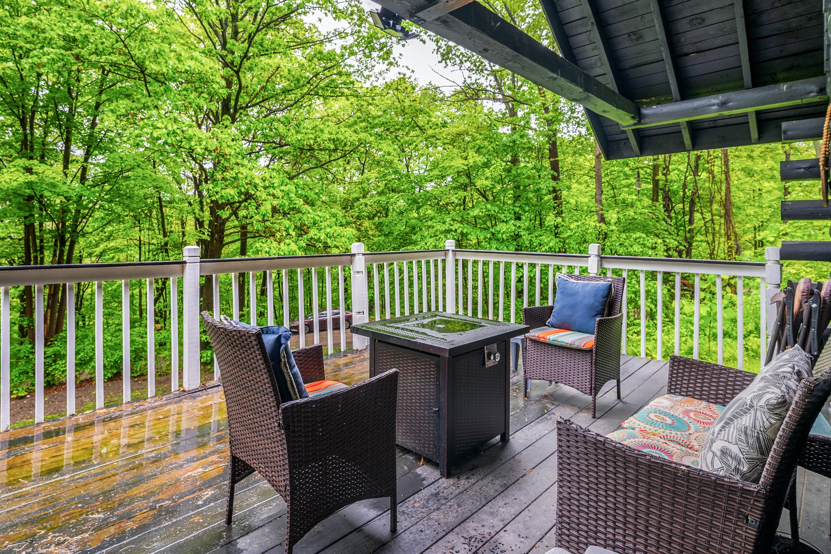 Covered deck with outdoor seating