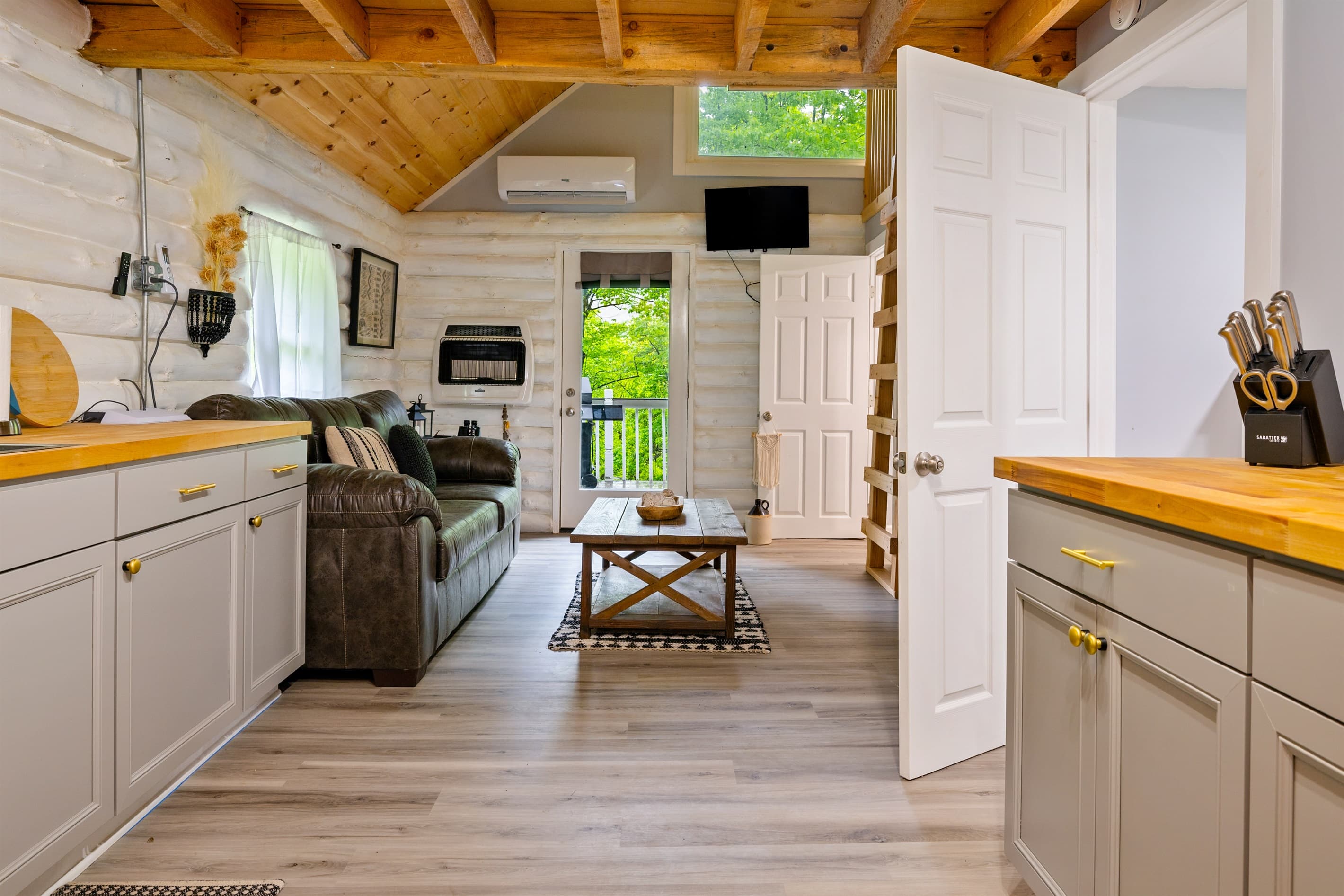 Kitchen opening into the living area