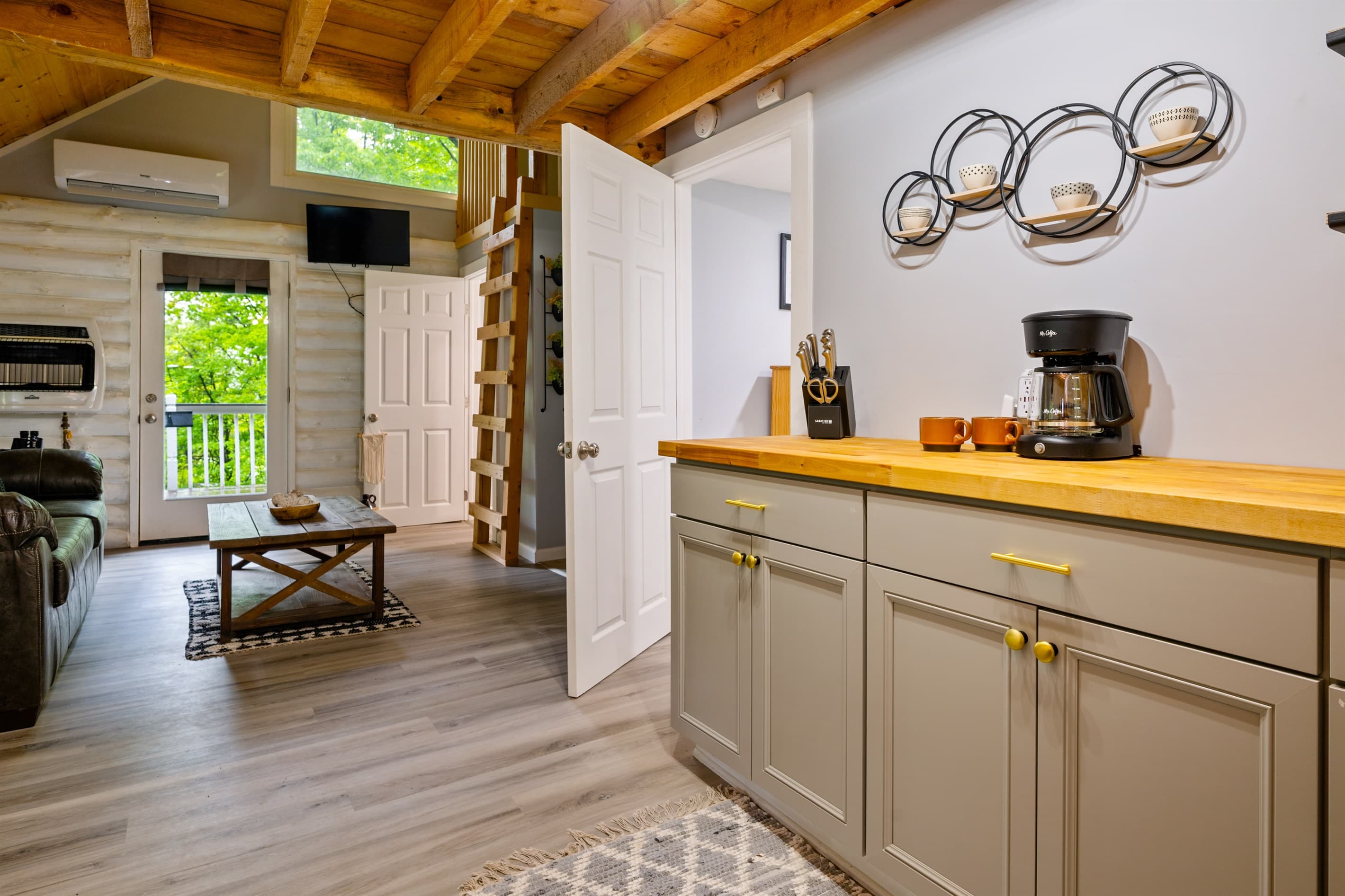 Main living space with kitchen counter