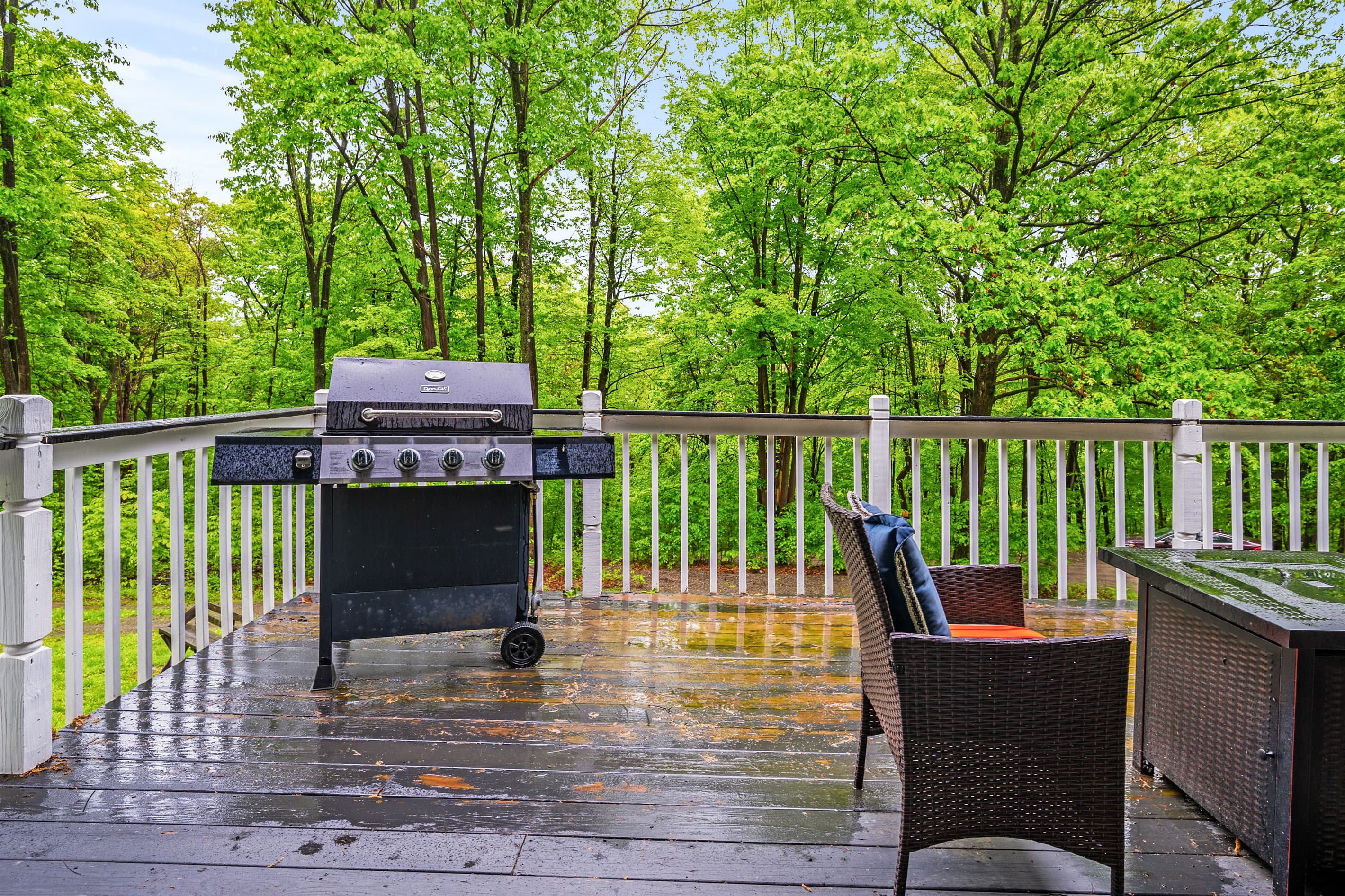 Gas grill on the outdoor deck