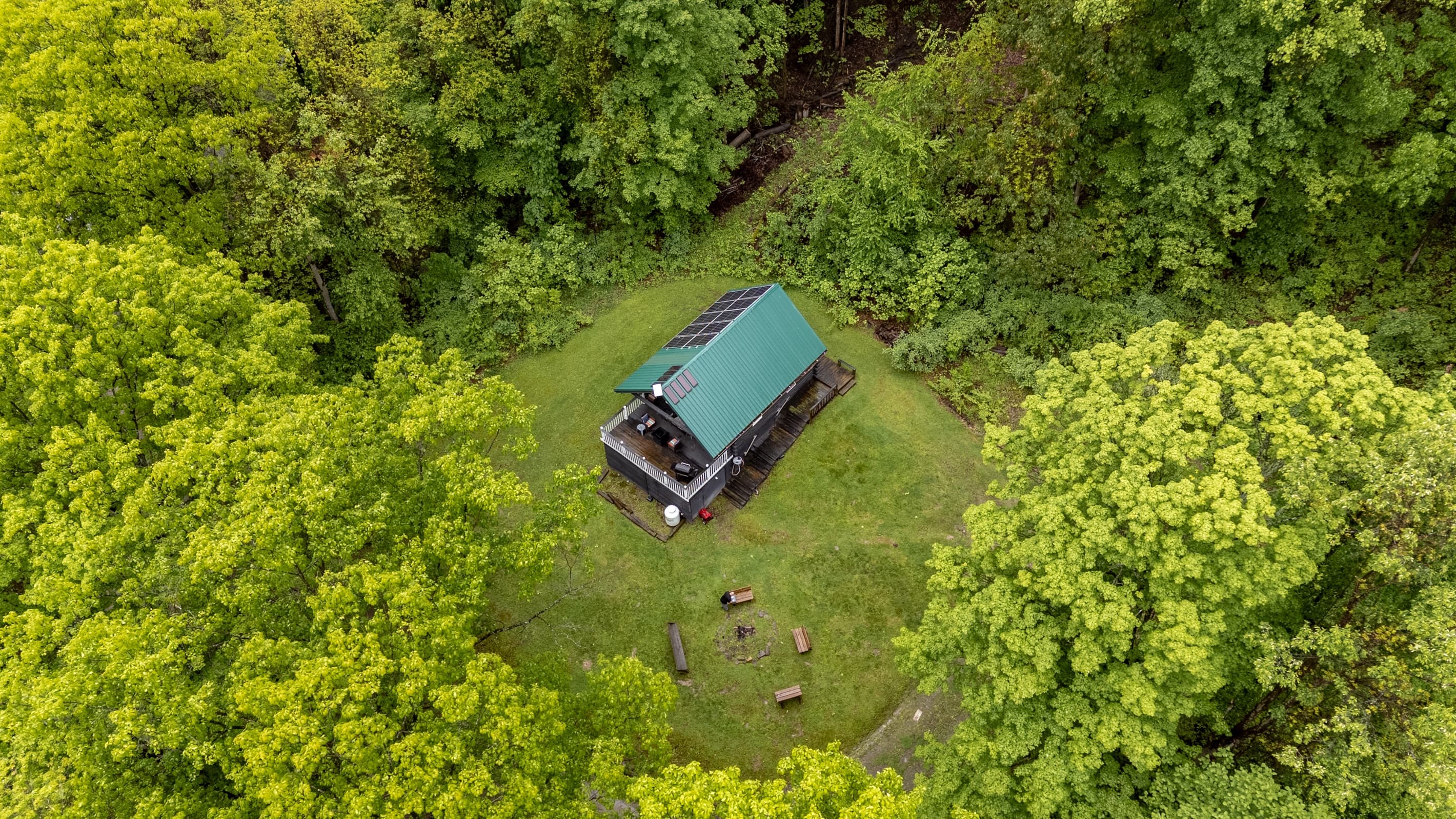 Wooded property viewed from above