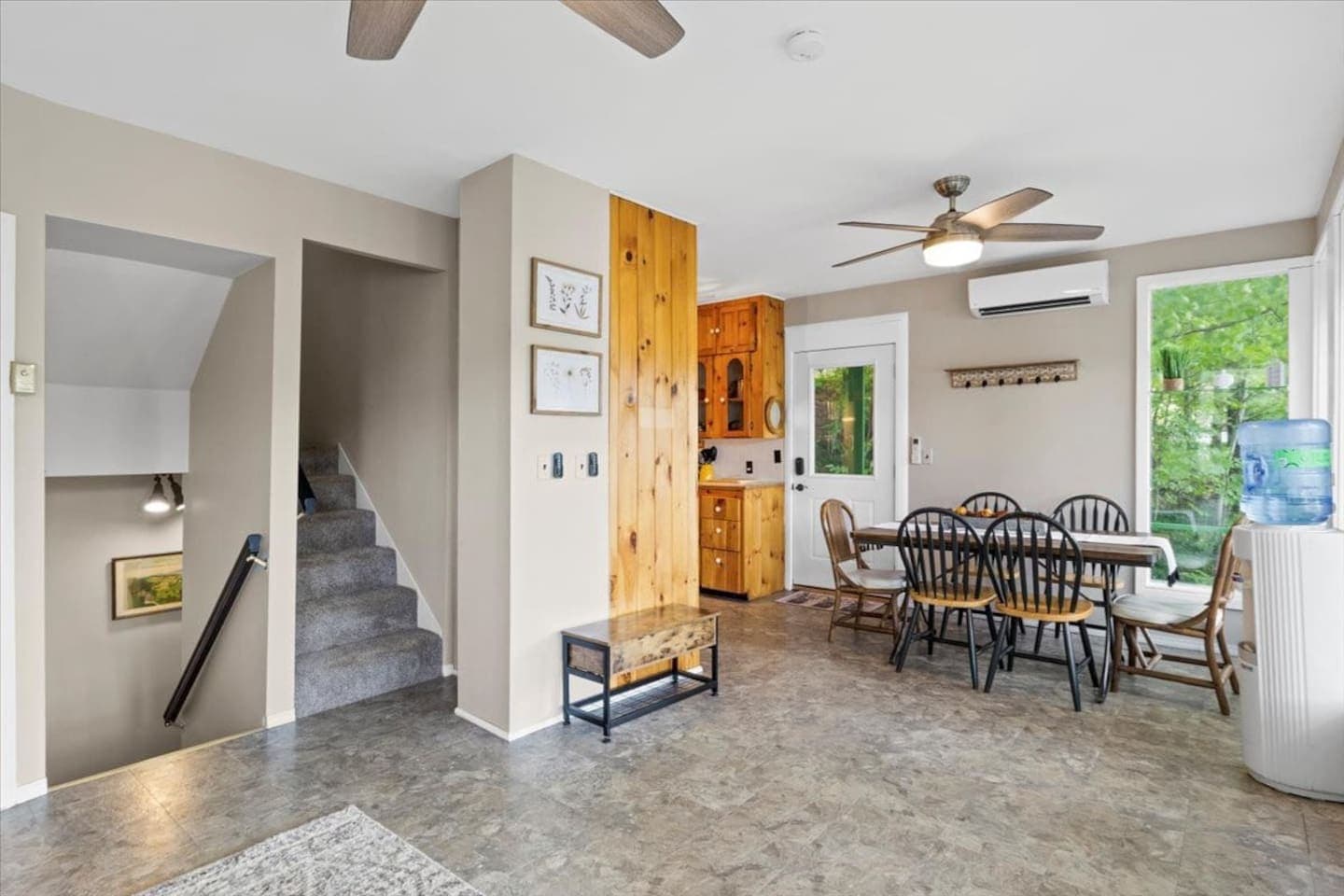Staircase beside the dining space