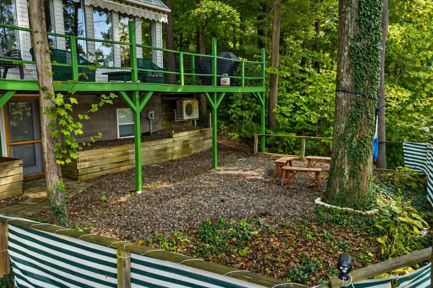 Lower patio with outdoor seating
