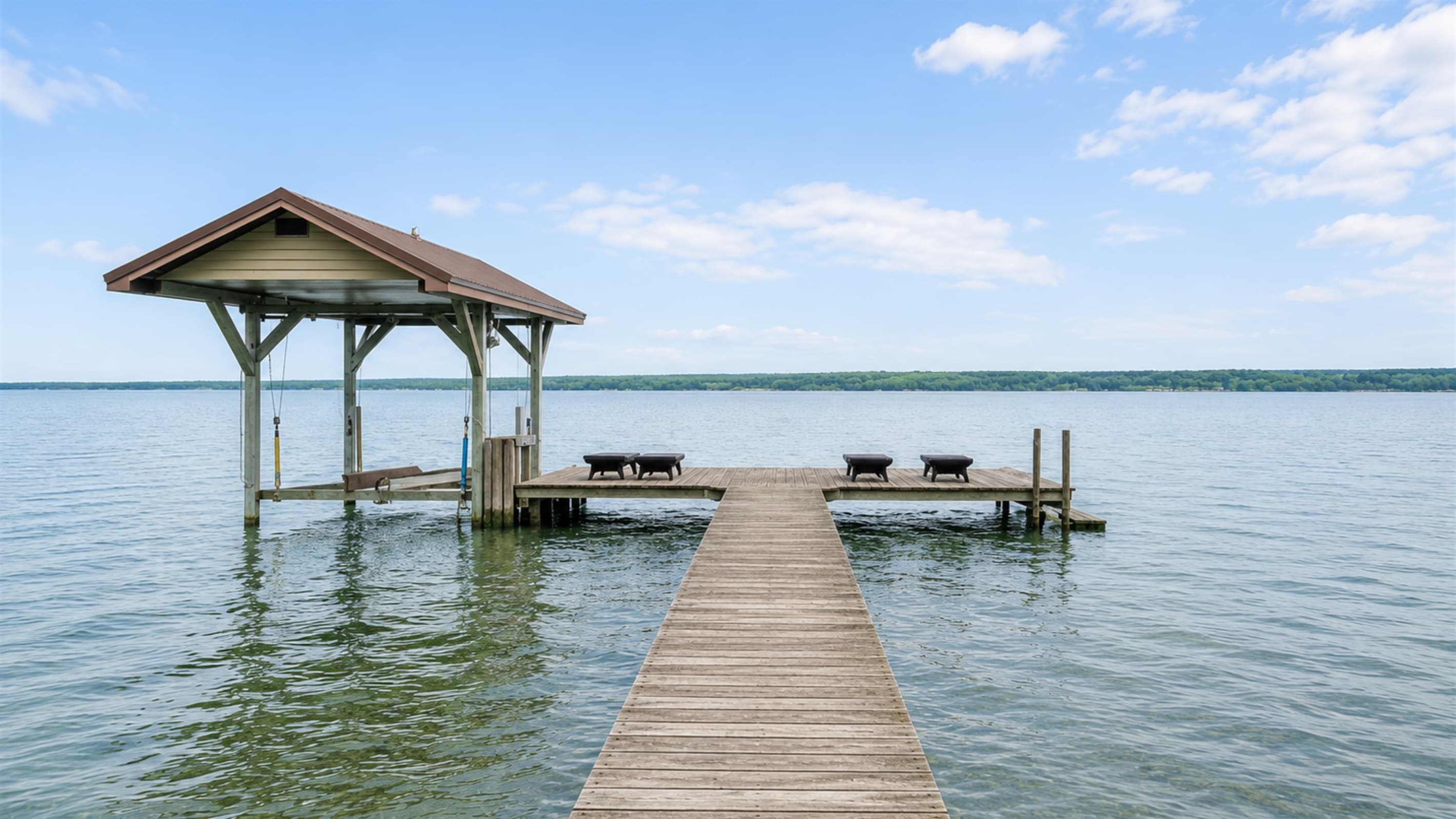 Private dock with covered boat slip