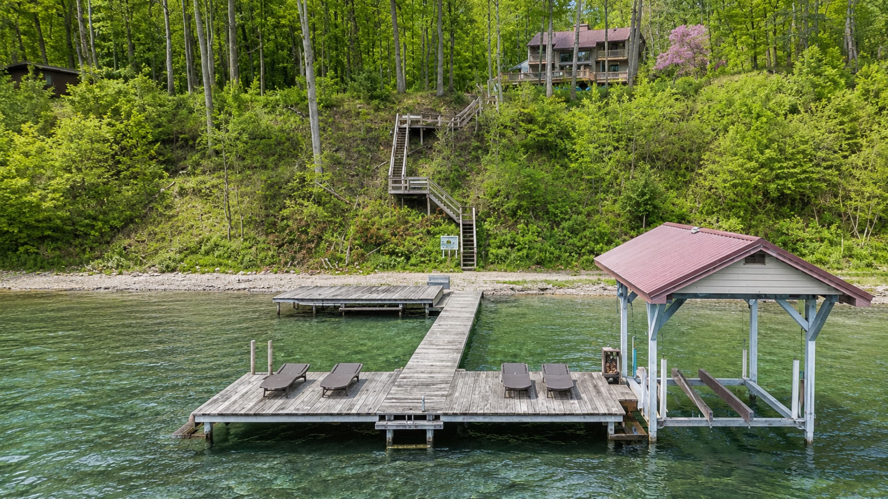 Private steps leading down to the dock