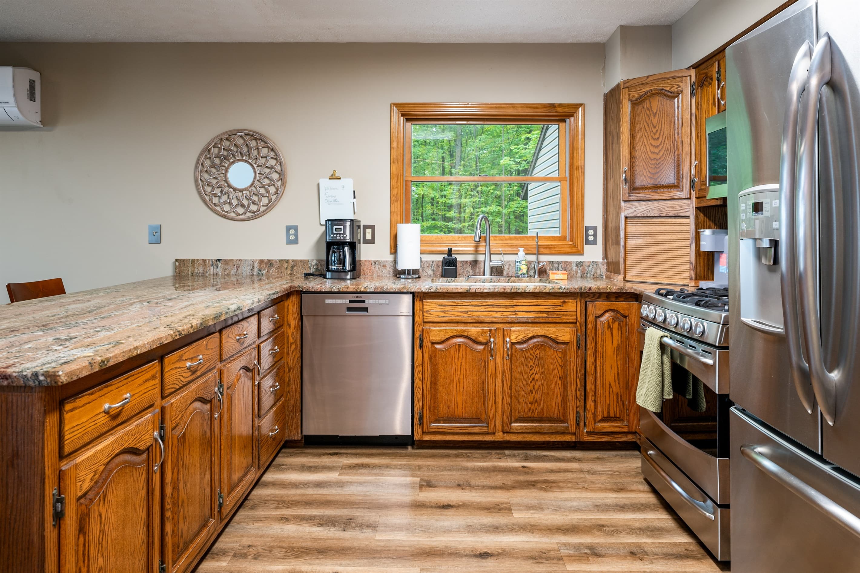 Kitchen sink overlooking the forest