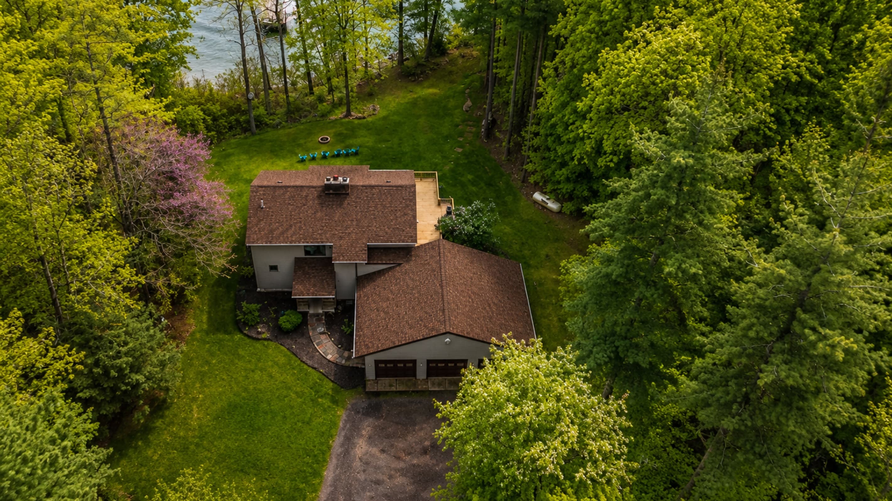 Aerial view of the secluded property
