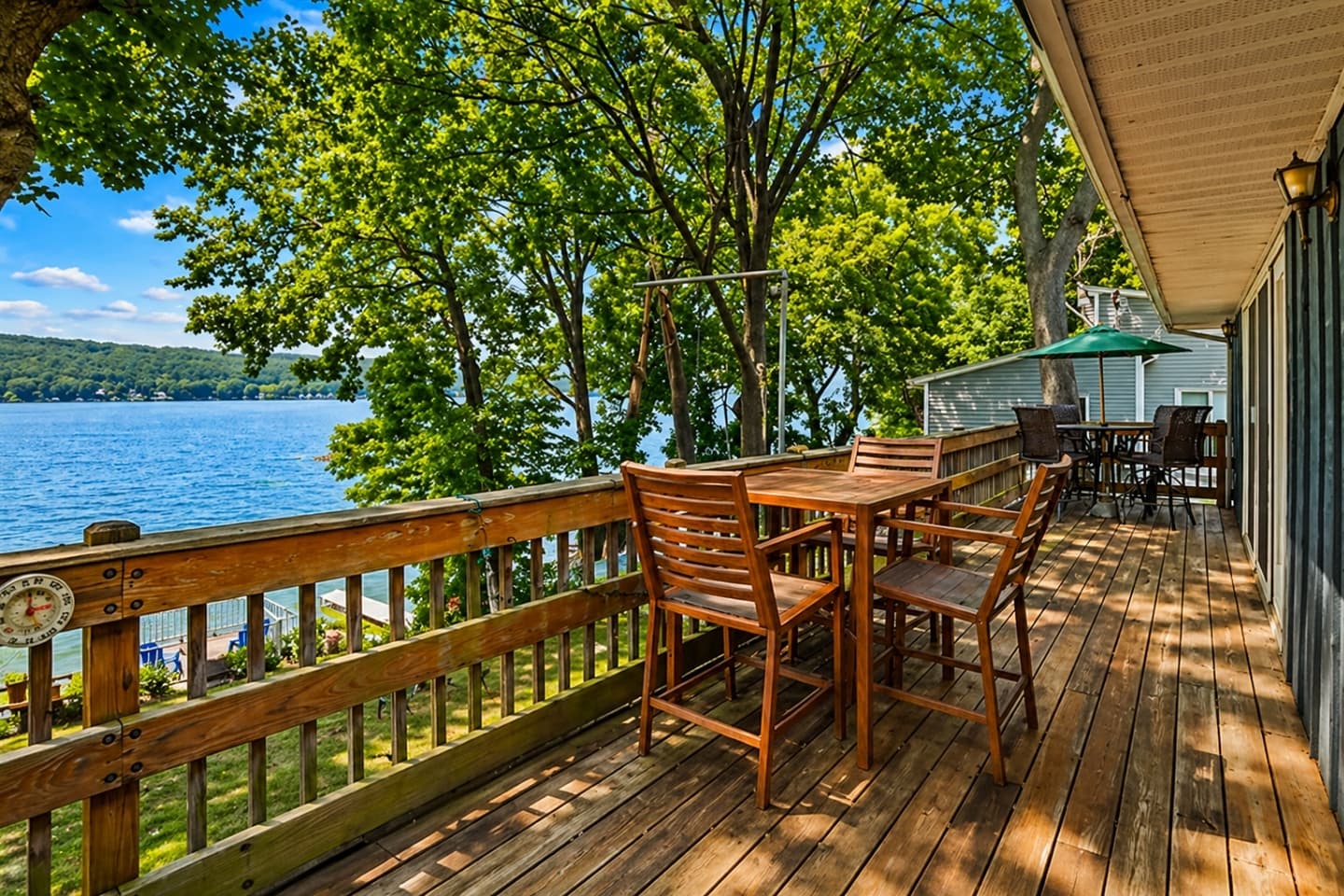 Raised deck overlooking the water