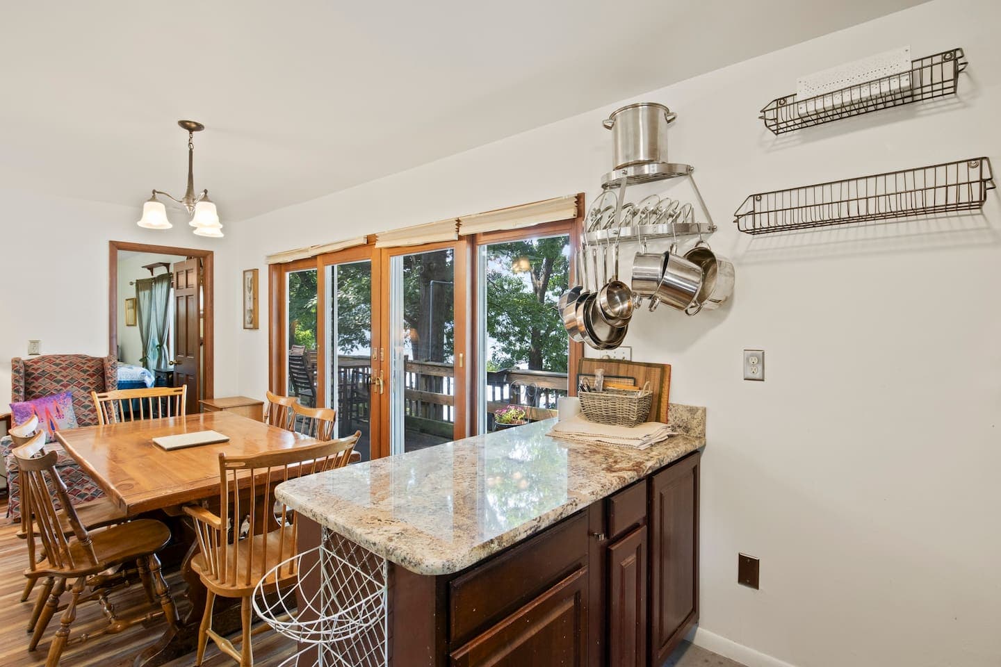 Kitchen island with connected dining area