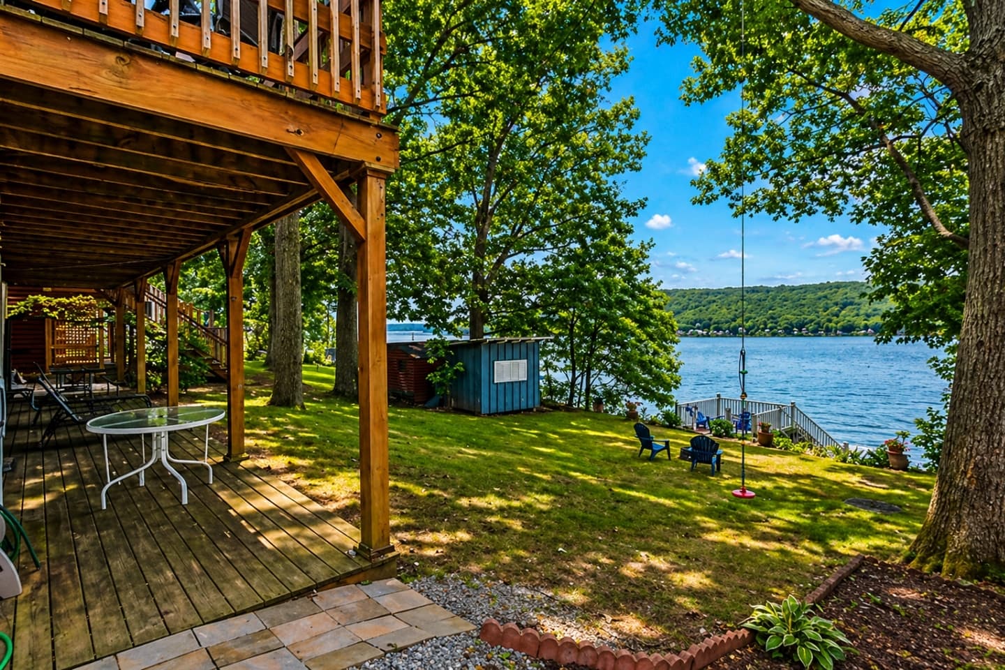 Lower deck overlooking the lake