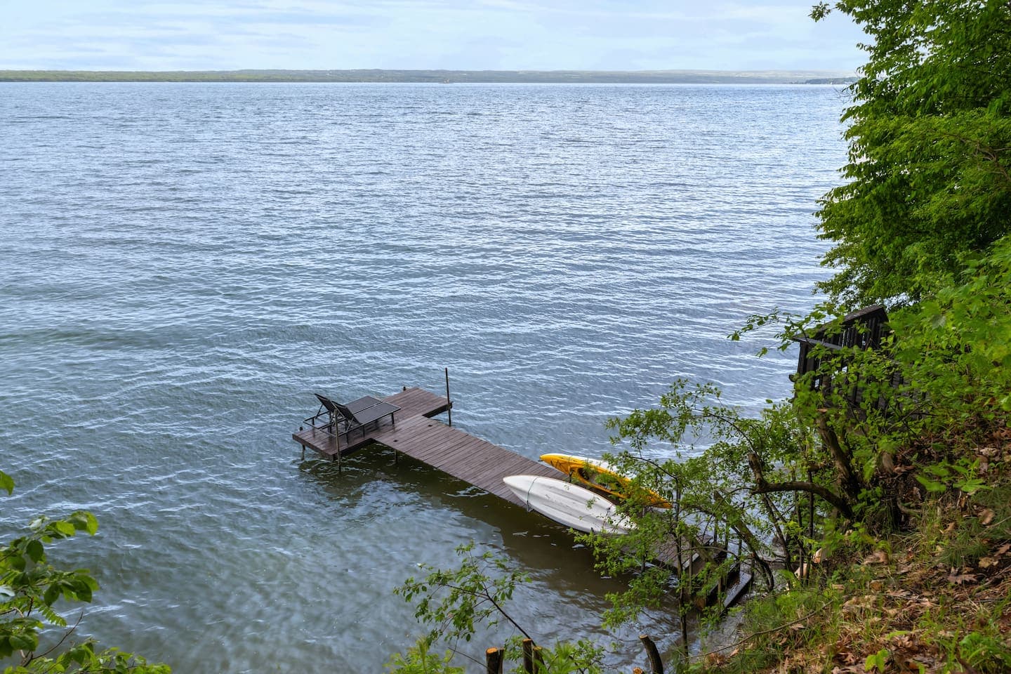 Four kayaks available on our private dock