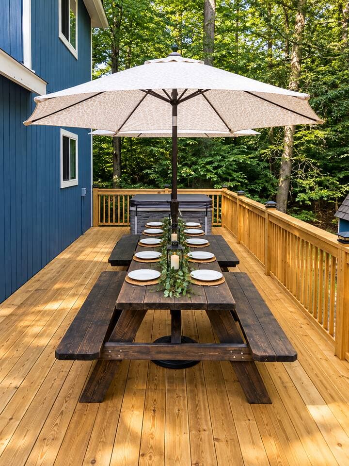 Dine outdoors, relax, and let the forest set the mood.