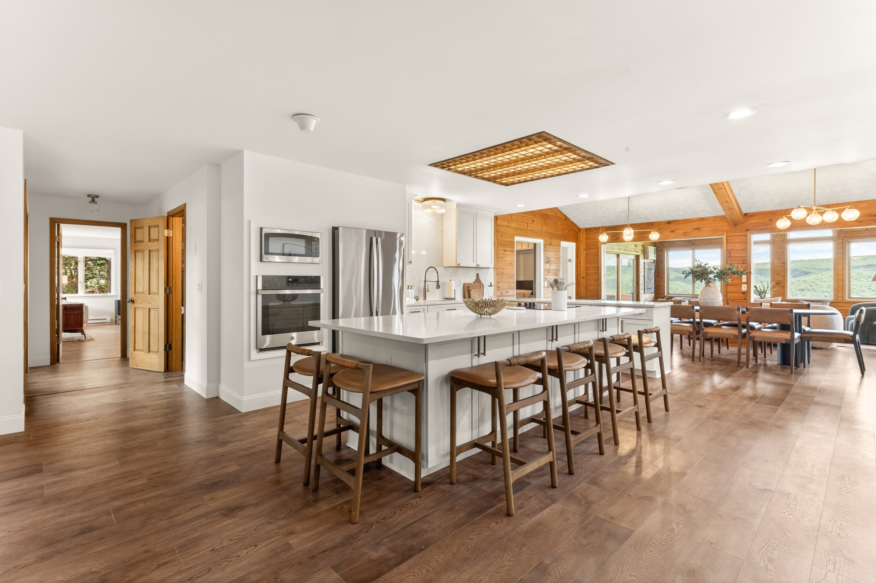 Open dining area with kitchen access