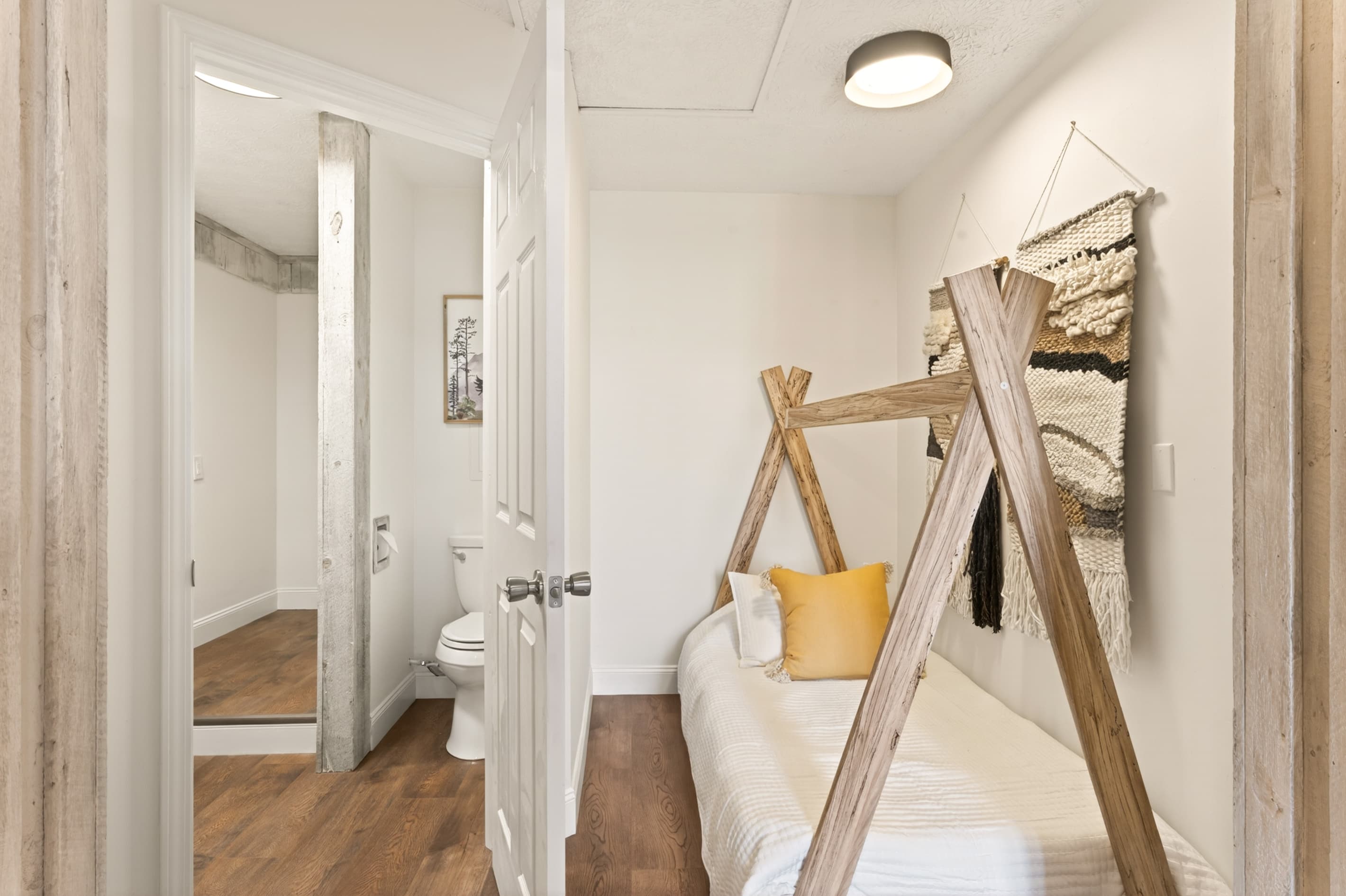 Walk-in shower with glass doors