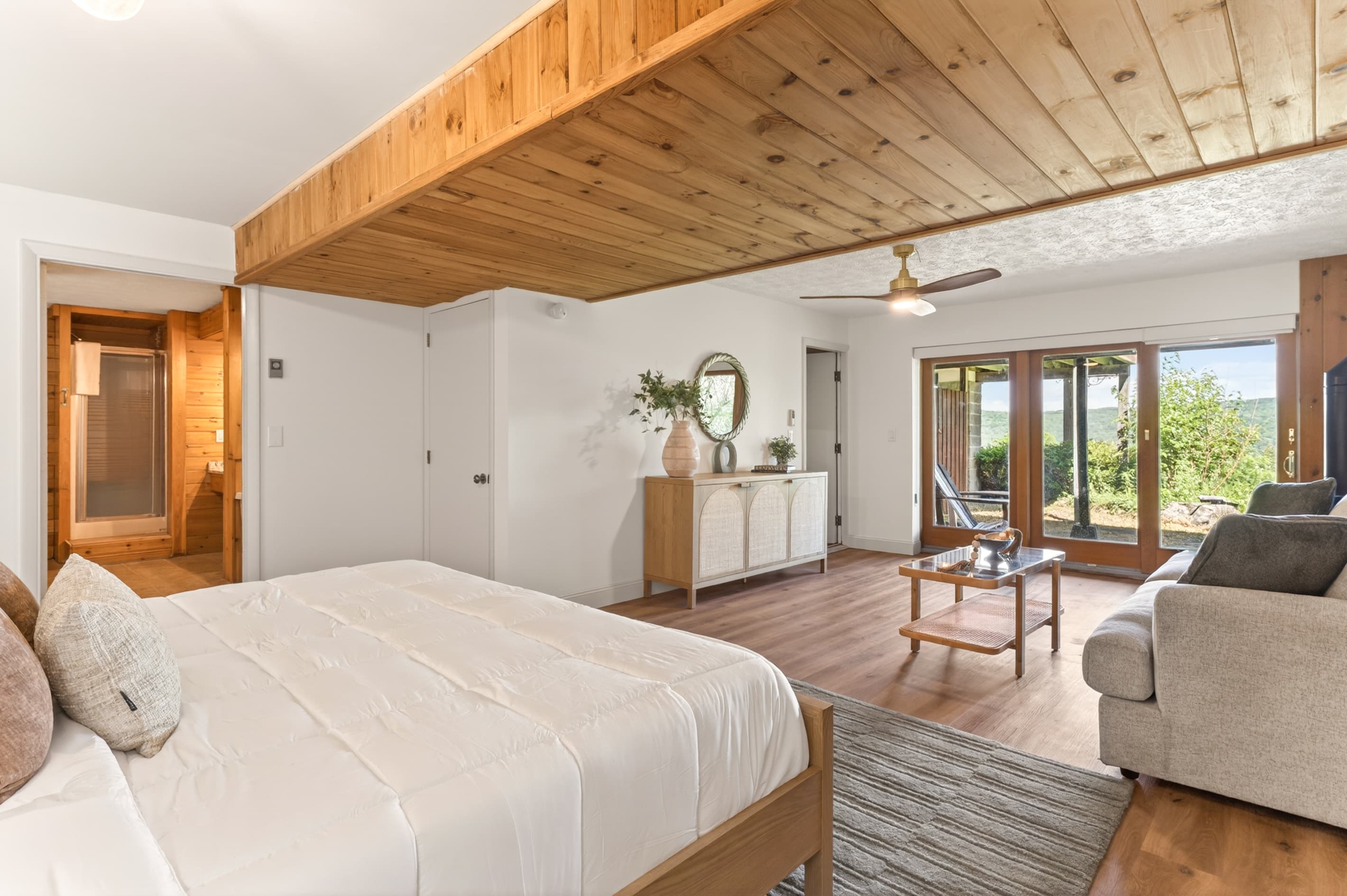 Open sleeping area with a view