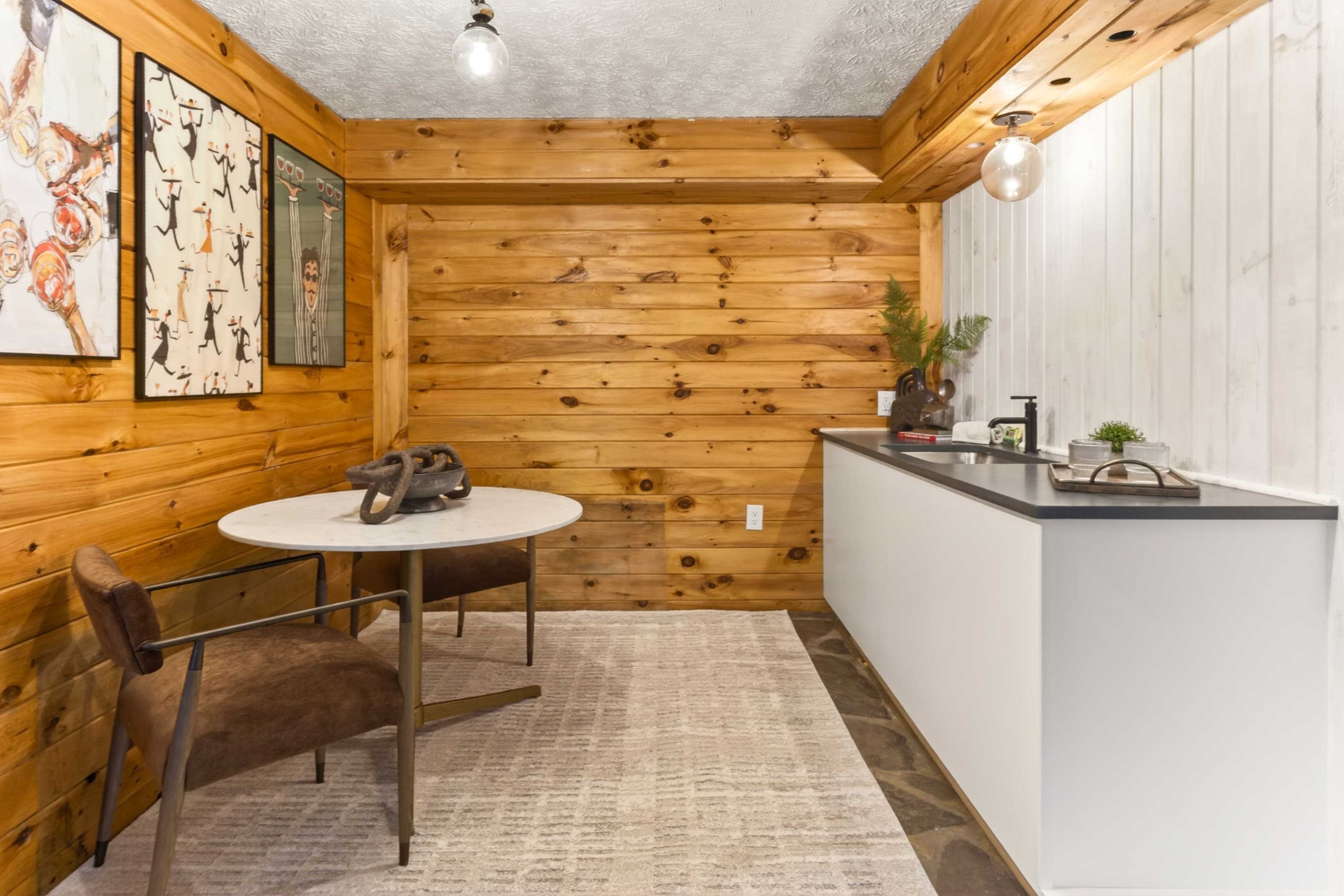 Bathroom vanity with table and chairs