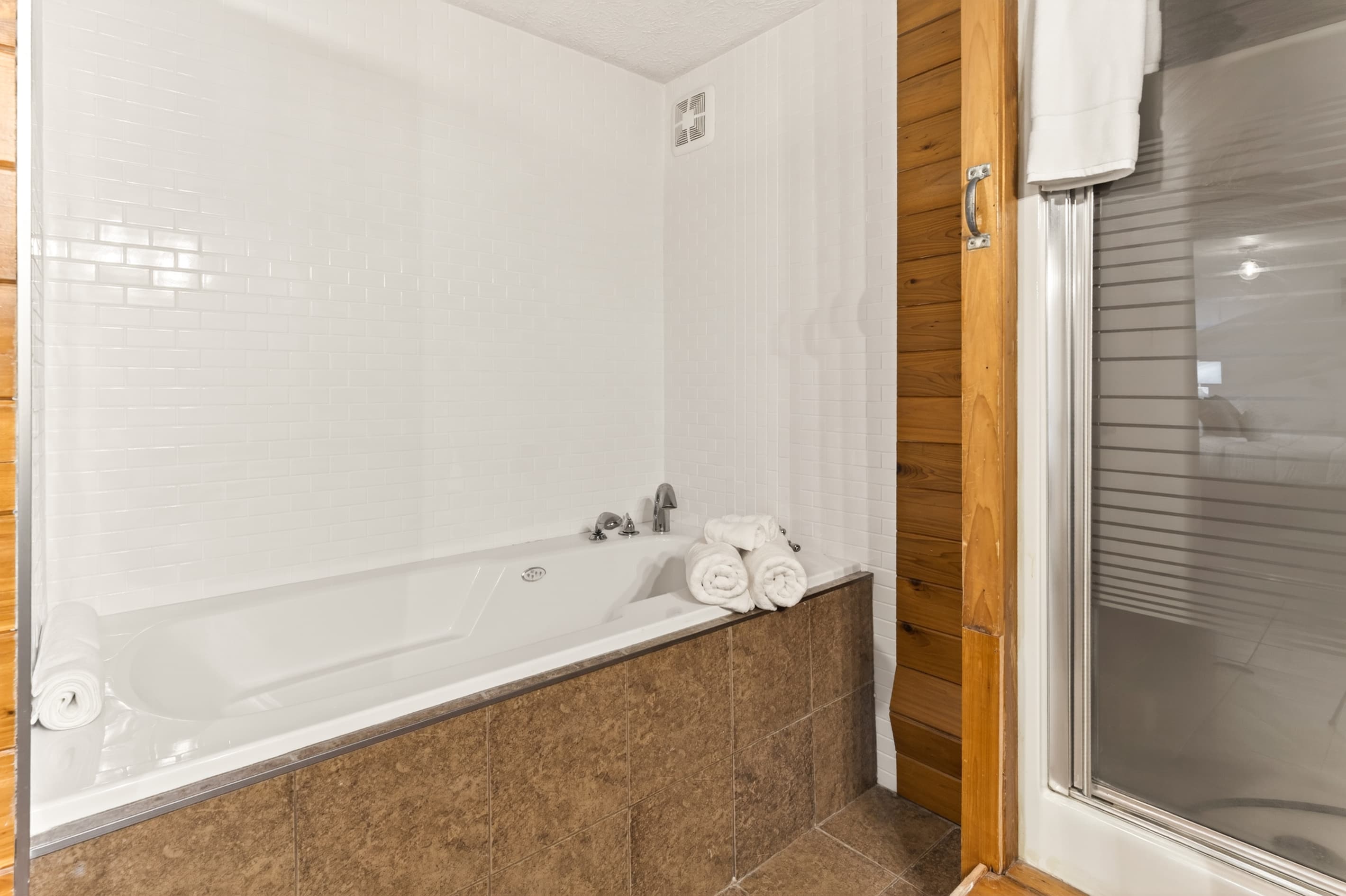 Walk-in shower with built-in tub