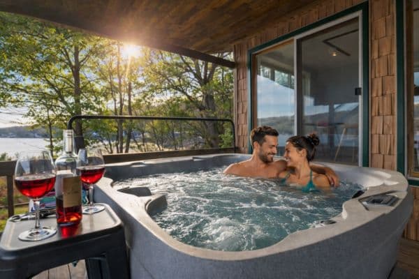 Hot tub beneath the covered deck