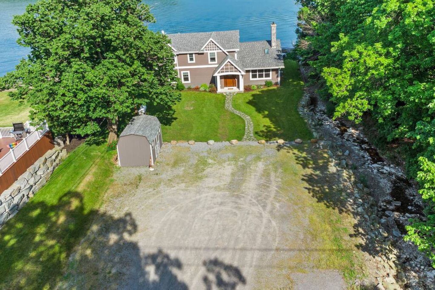 Aerial view of the house and driveway