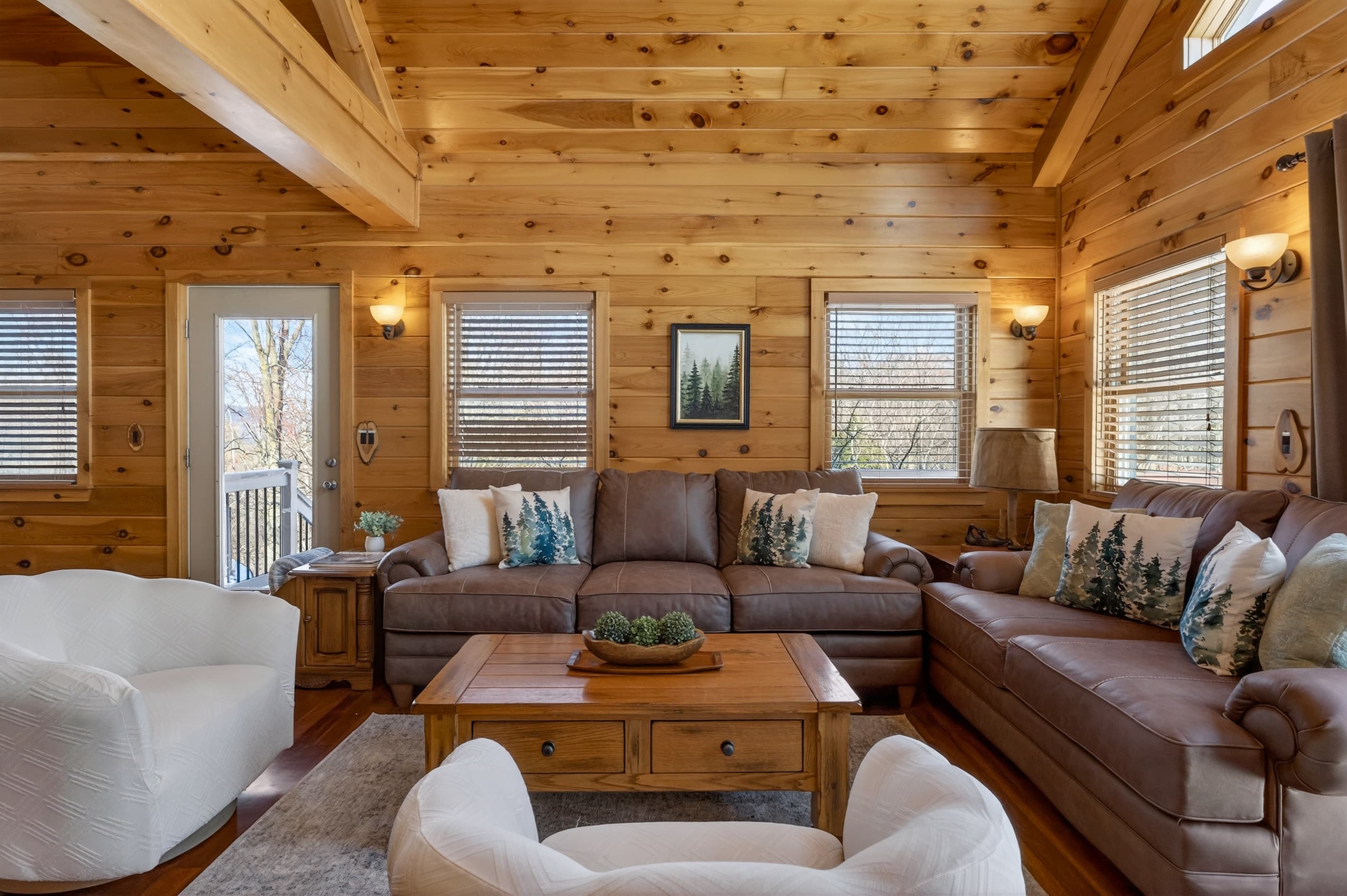 Living room with multiple seating areas