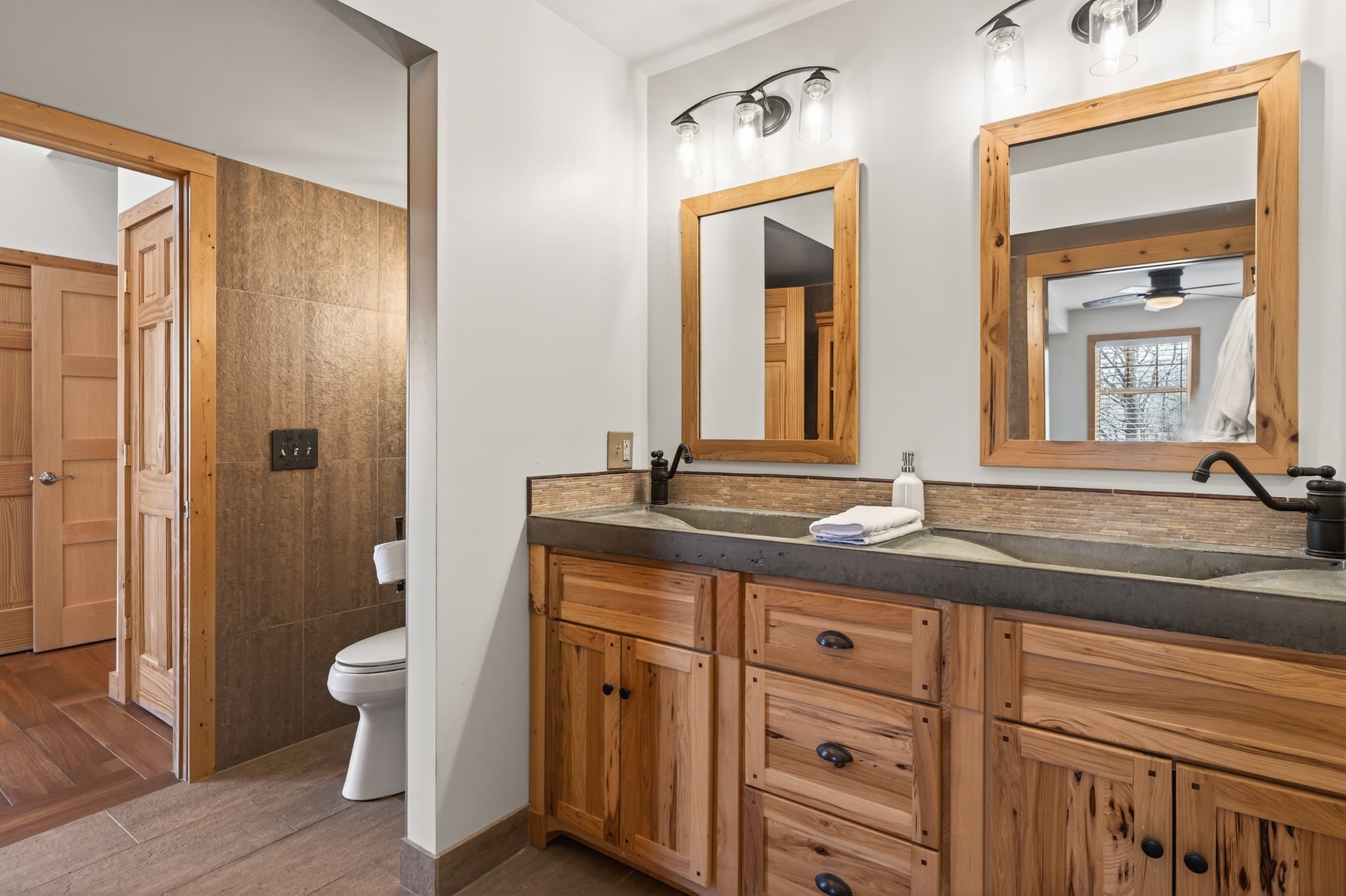 Bathroom vanity with wooden cabinetry
