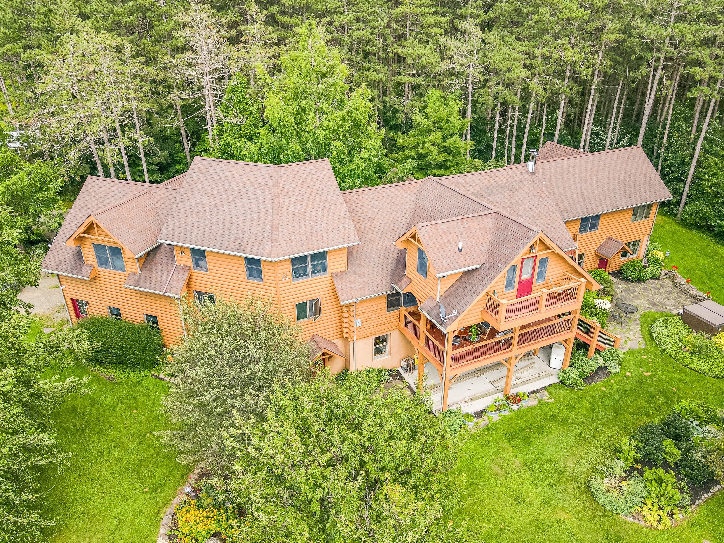 Aerial view of the custom-built home
