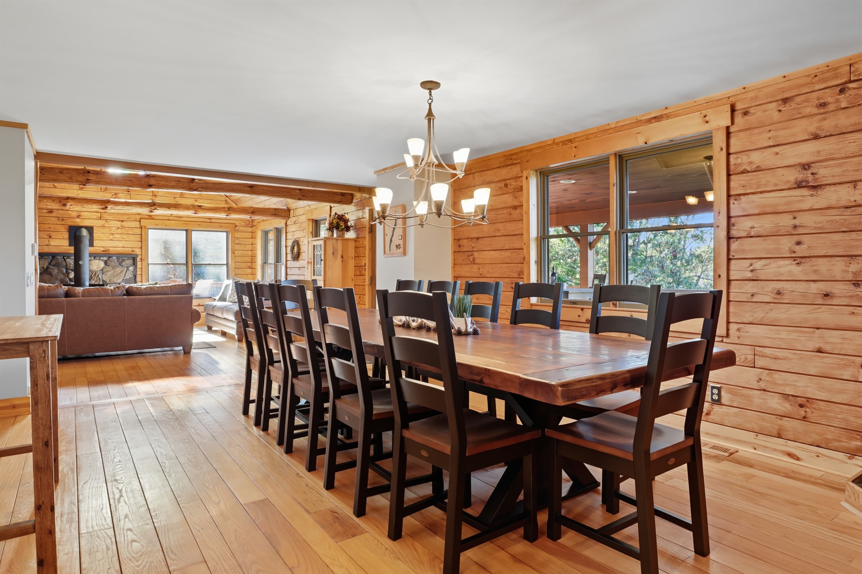Dining area with adjoining living space