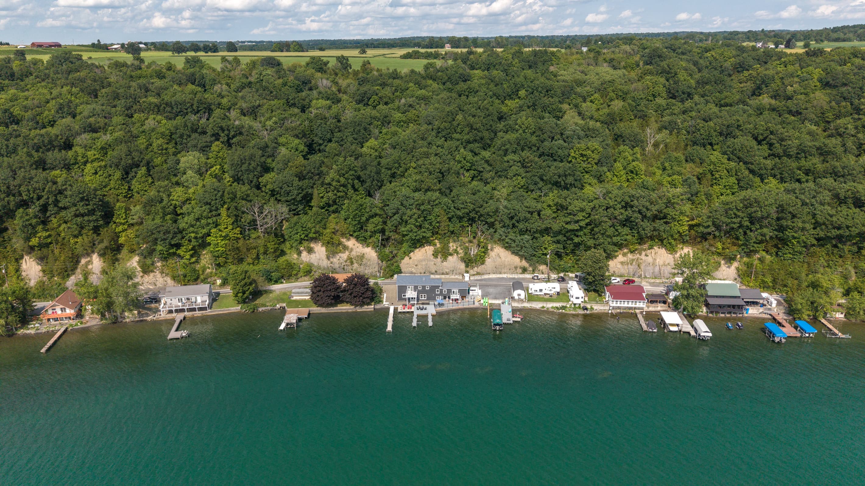 Panoramic view across the lake and shoreline