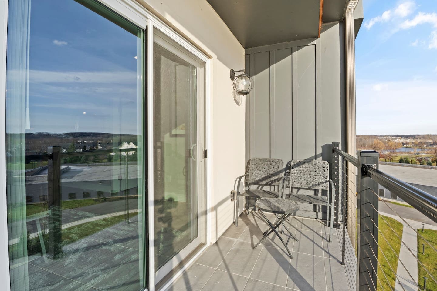 Balcony access with waterfront views