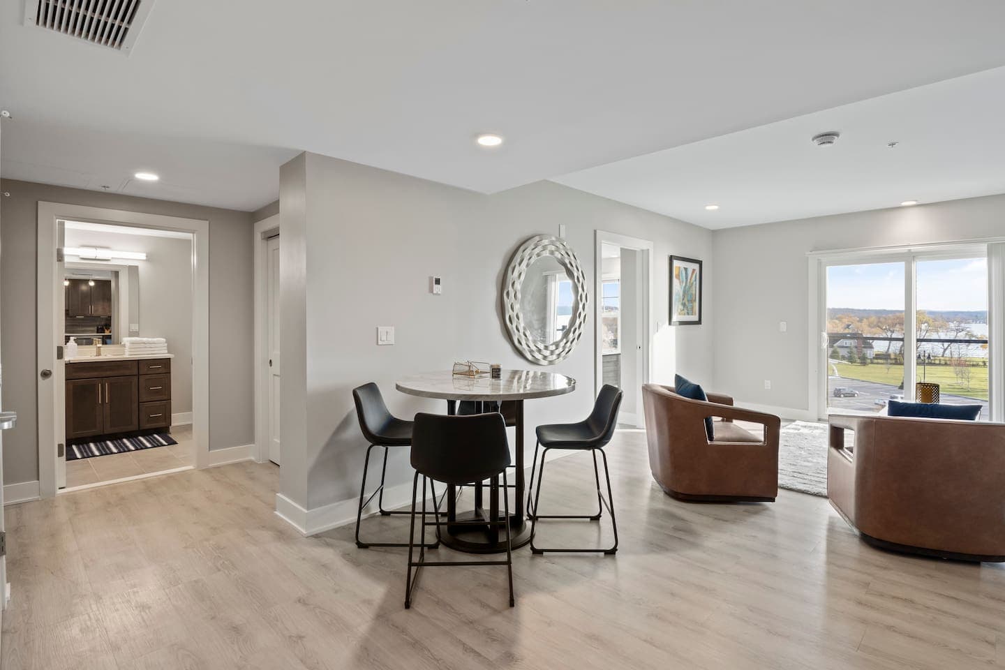 Open dining and living space