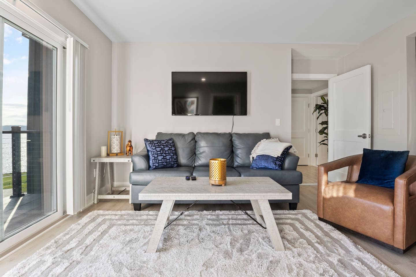 Living area with television and coffee table