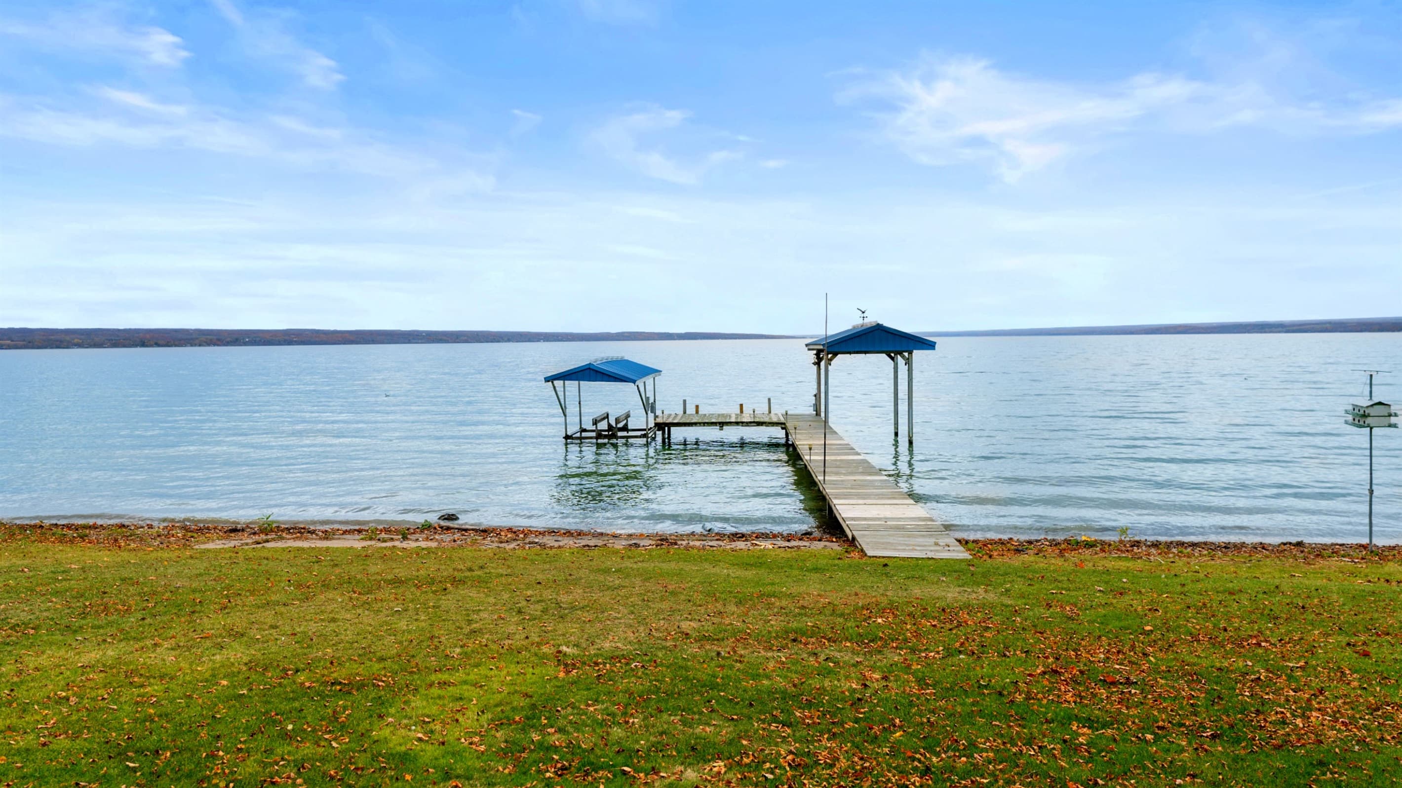 Dock with two covered boat slips