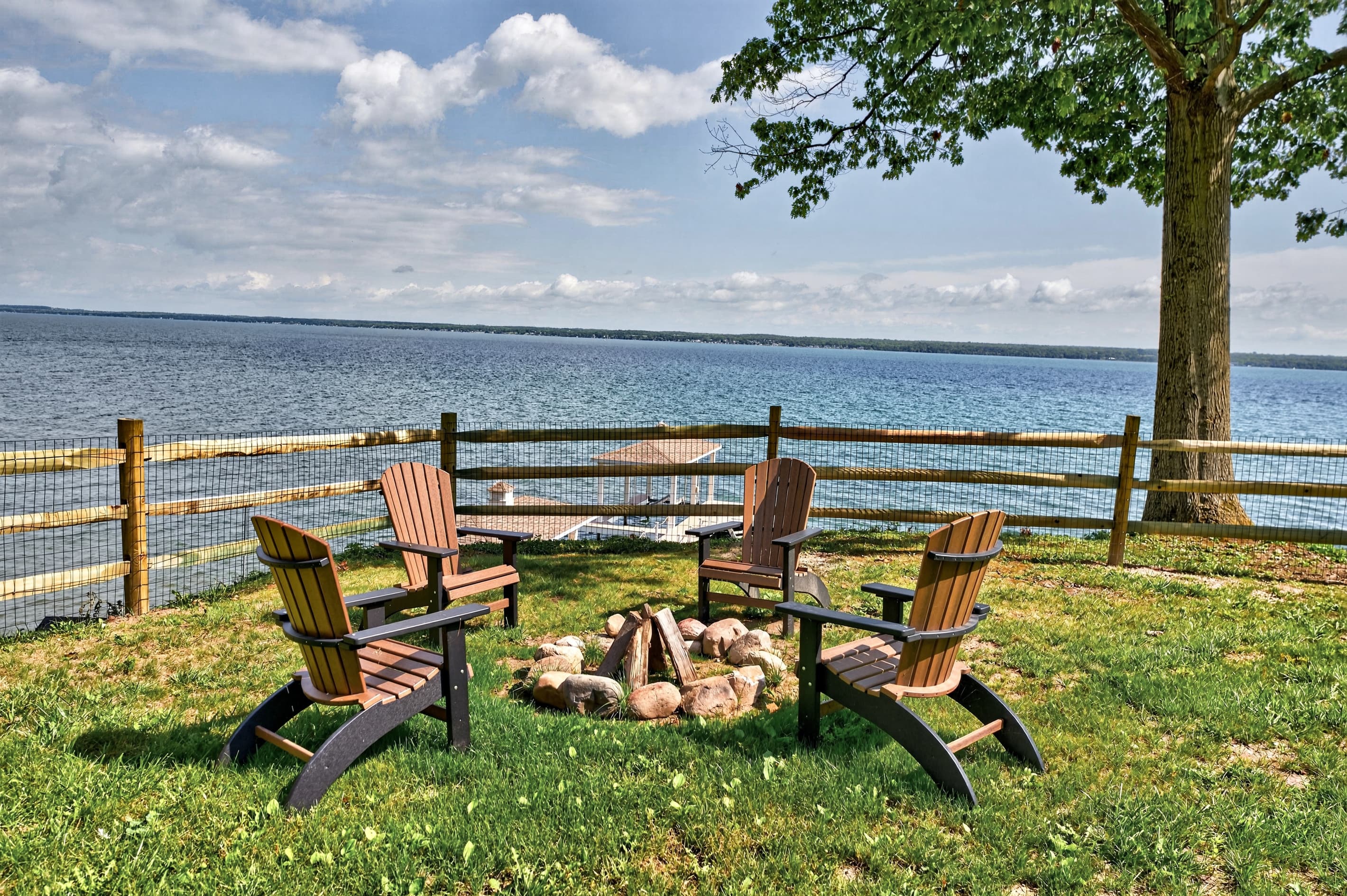Fire pit seating with lake views