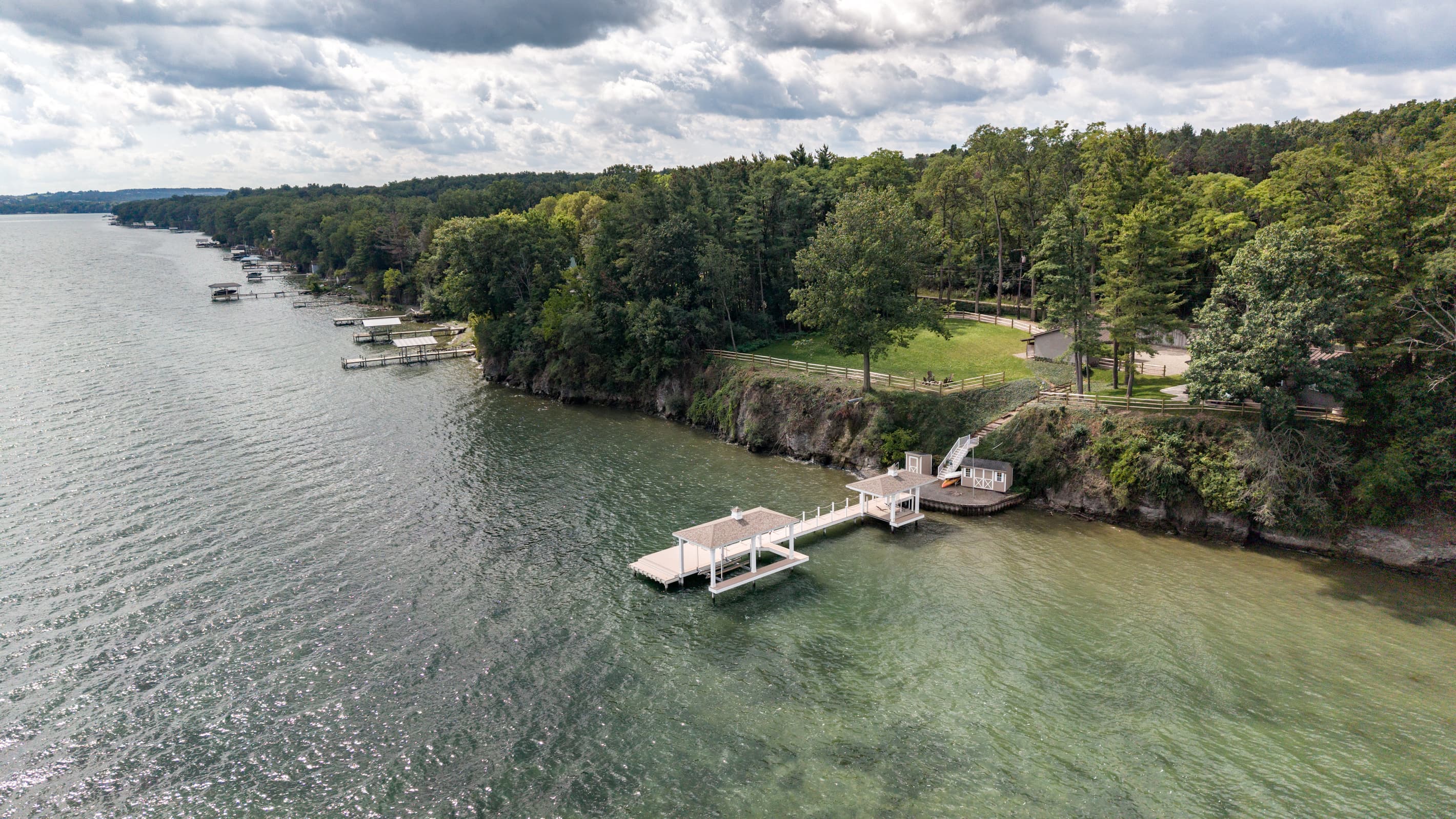 Aerial view of the private waterfront