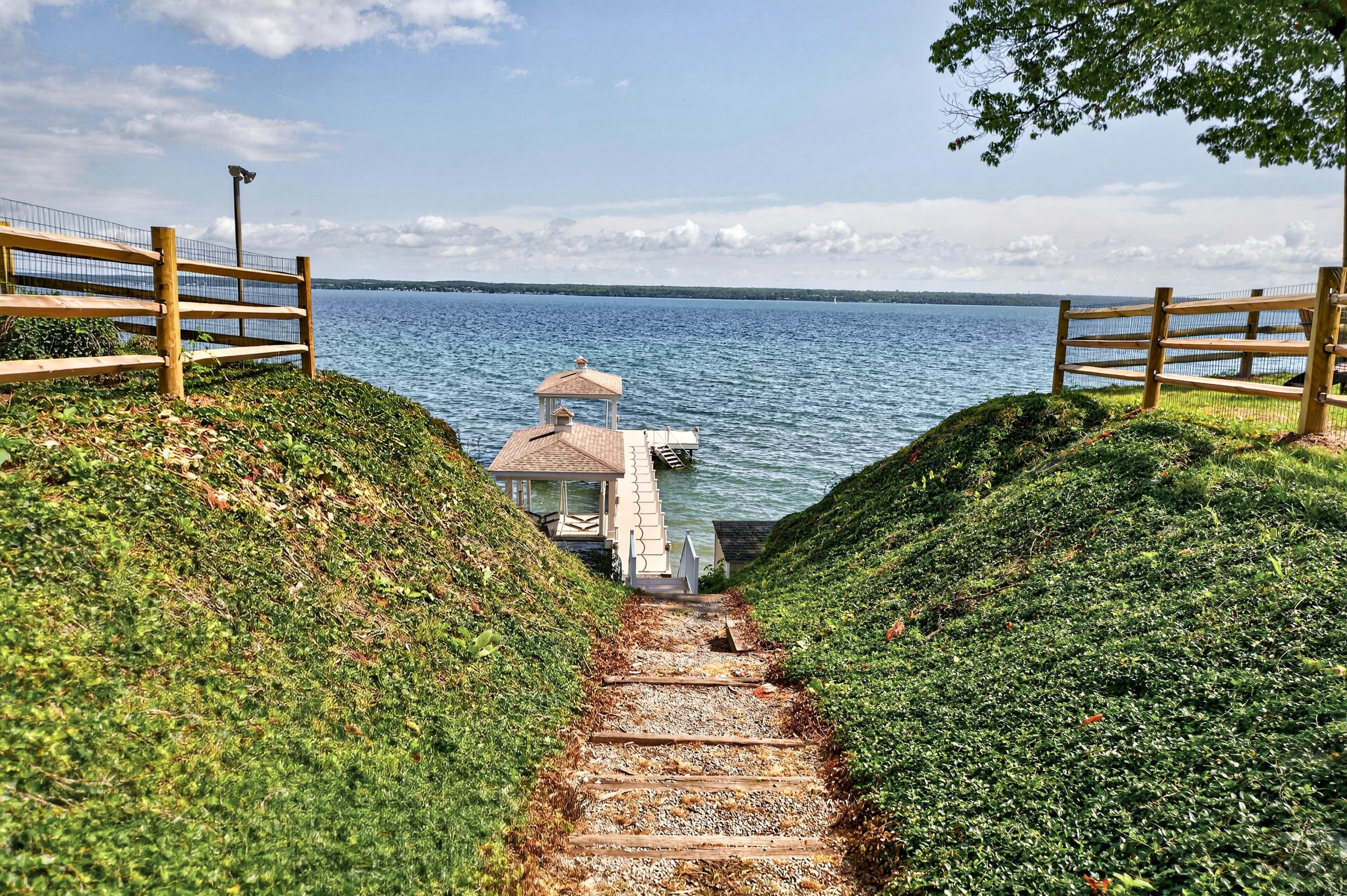 Stairway leading to the private dock