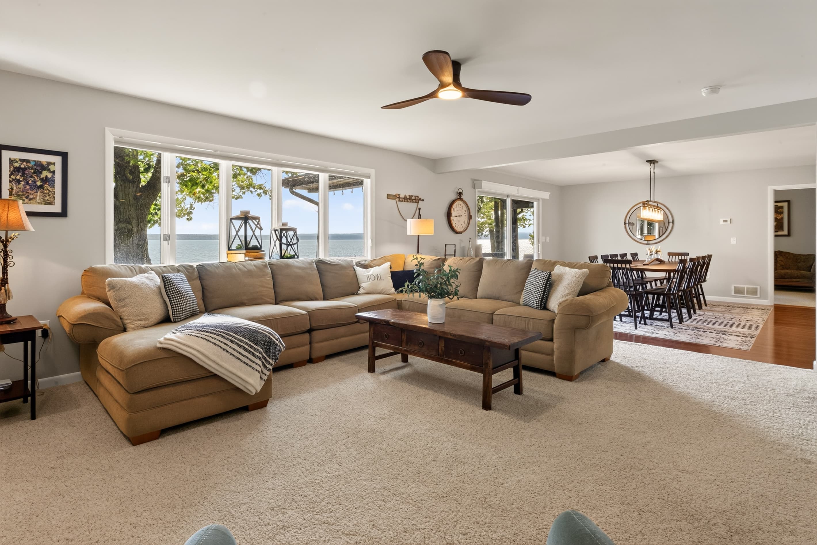 Open living room with dining area