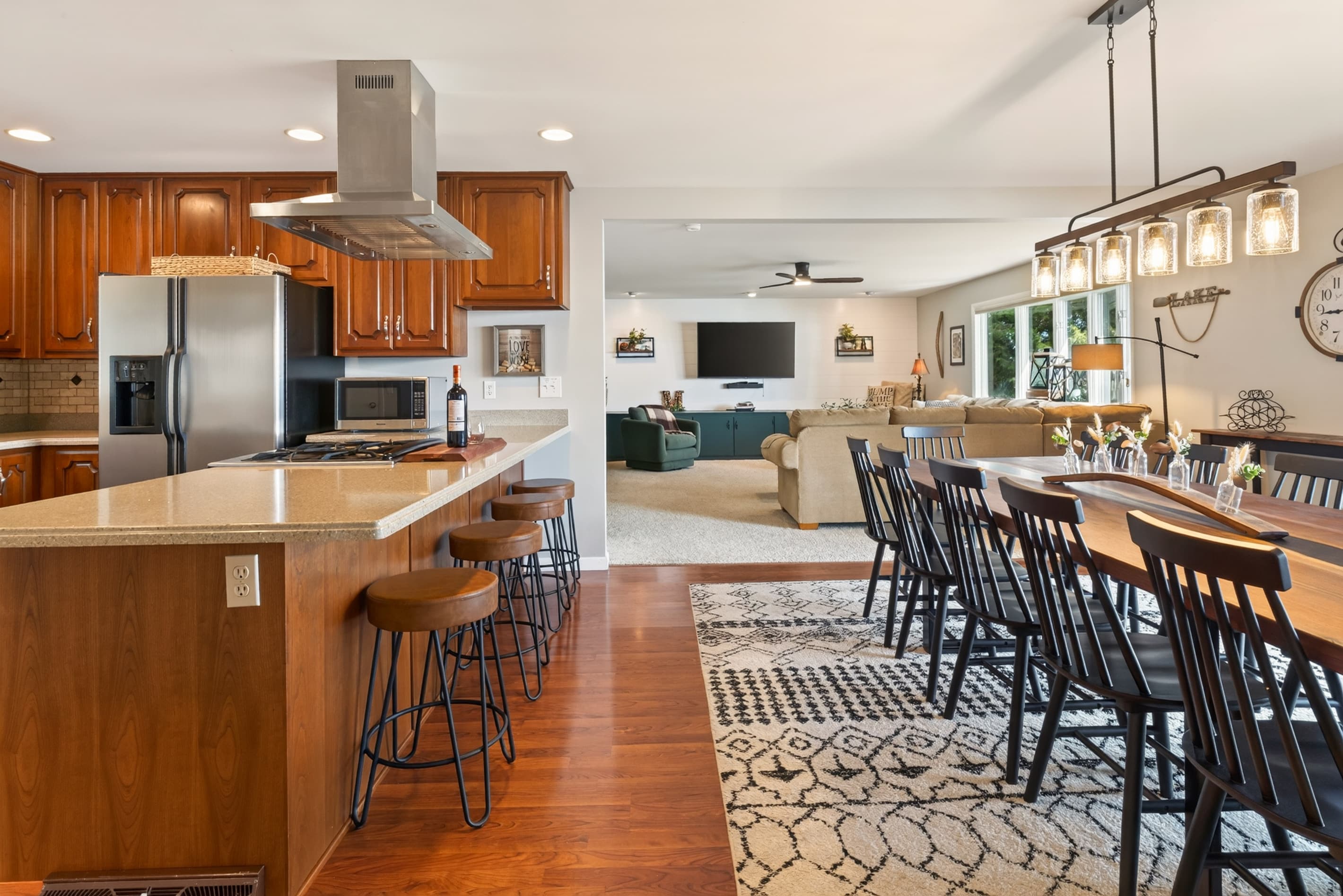 Kitchen island beside the dining area